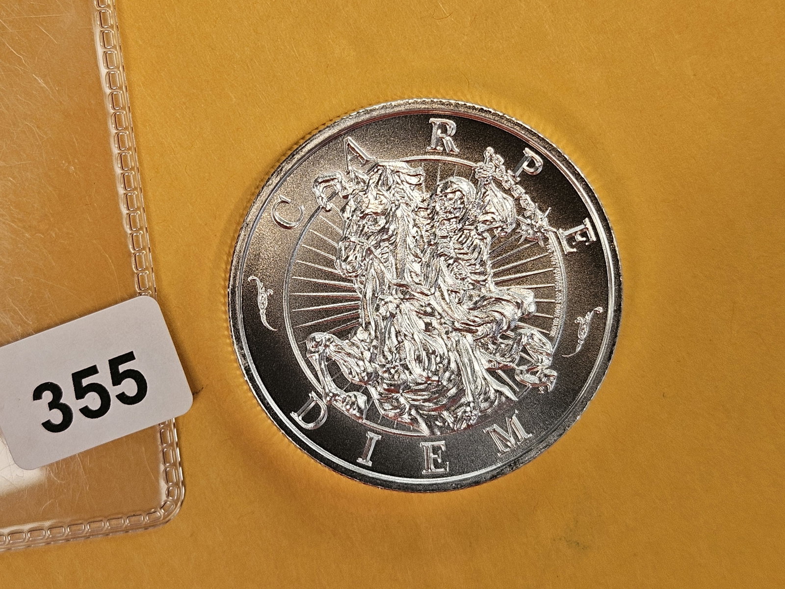 TWO Troy ounce .999 fine silver art round: Carpe Diem