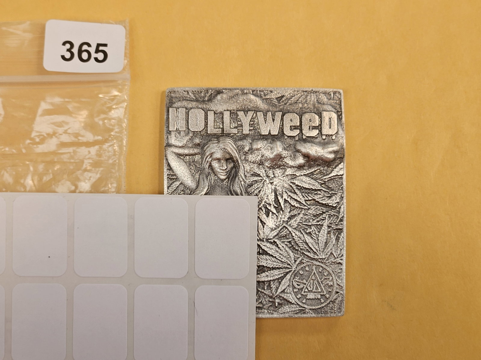 THREE point Two (3.2) Troy ounce .999 fine silver art bar: Hollyweed. Covered for modesty