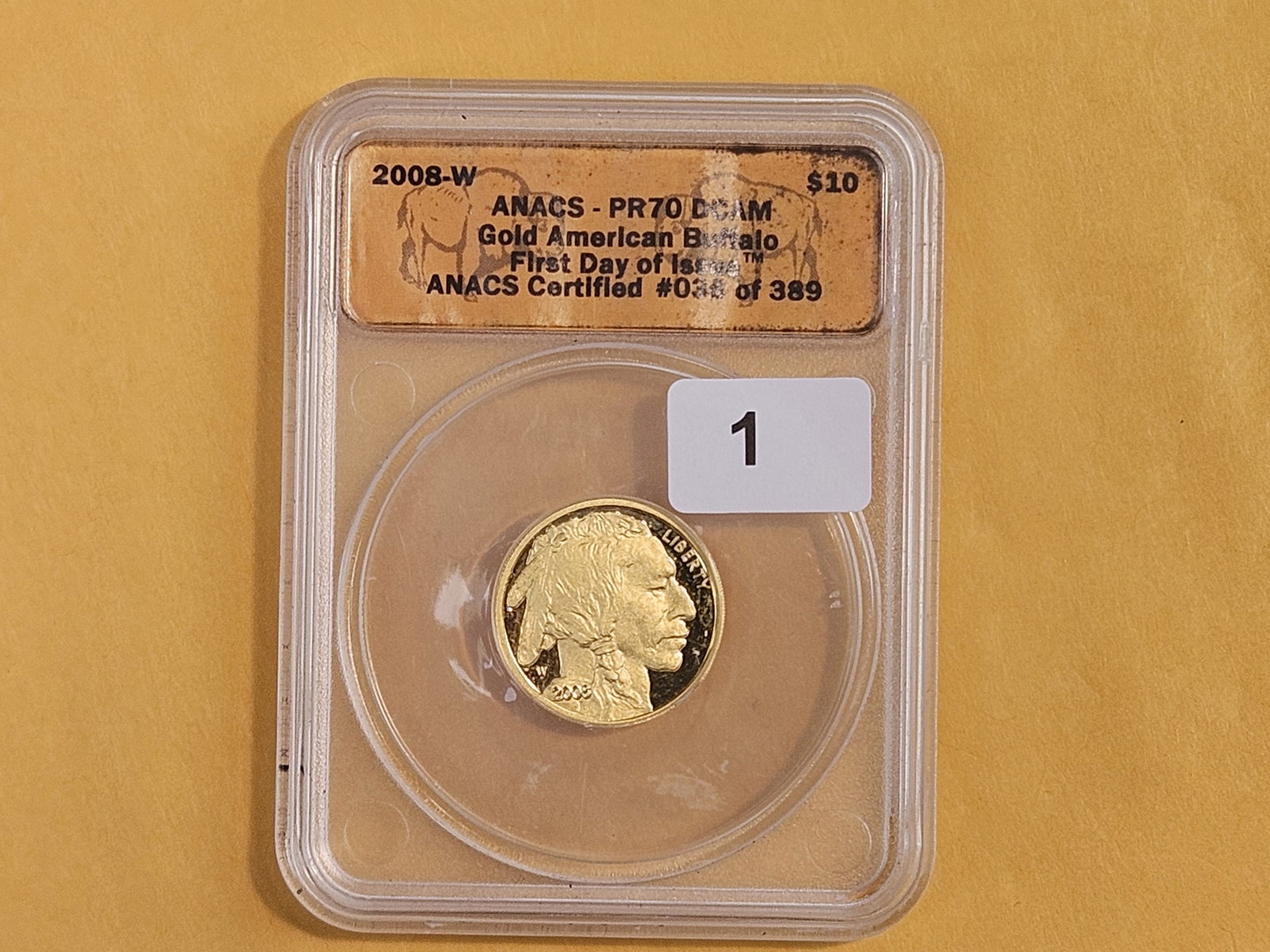GOLD! PERFECT! ANACS 2008-W Ten Dollar Gold American Buffalo in Proof 70 Deep Cameo - 2