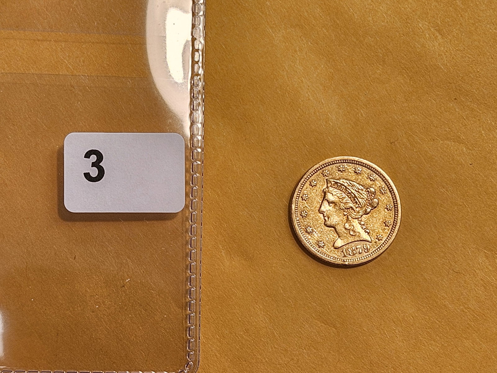 GOLD! Brilliant About Uncirculated 1879-S Liberty Head Gold $2.5 Dollars - 2