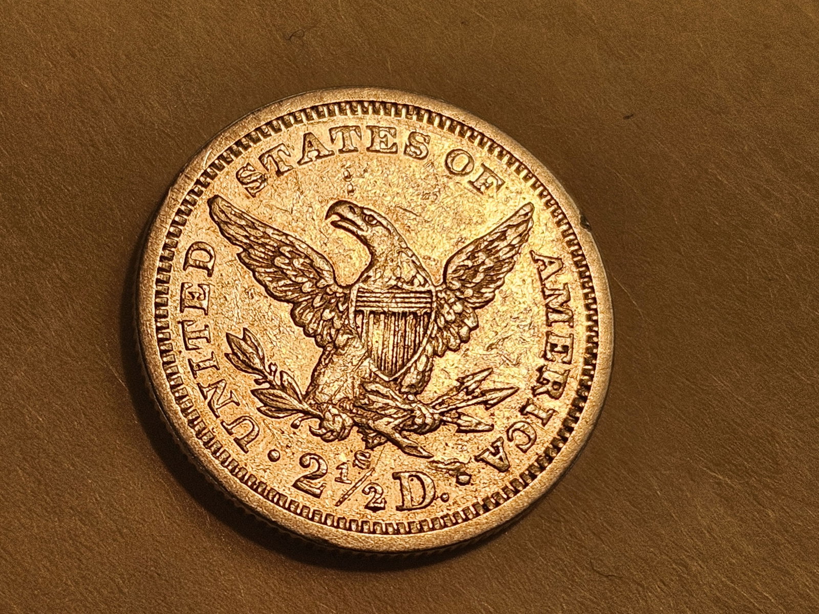 GOLD! Brilliant About Uncirculated 1879-S Liberty Head Gold $2.5 Dollars - 4