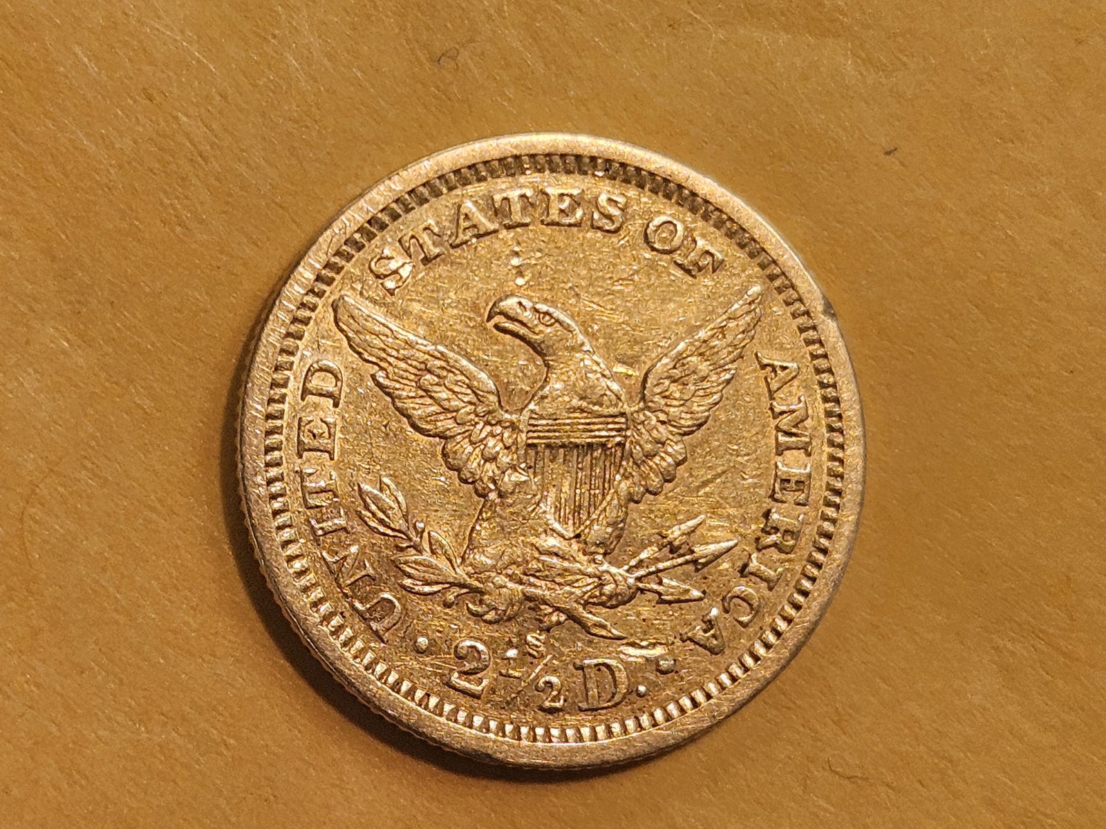 GOLD! Brilliant About Uncirculated 1879-S Liberty Head Gold $2.5 Dollars - 5