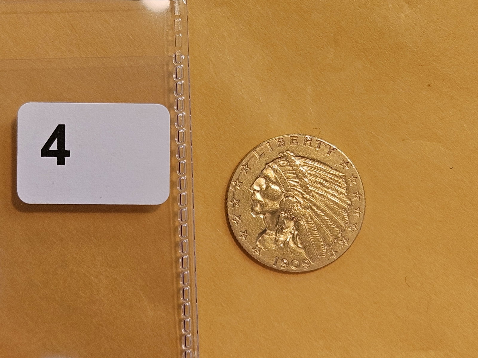 GOLD! Brilliant About Uncirculated 1909 Indian Head Gold $2.5 Dollars - 2