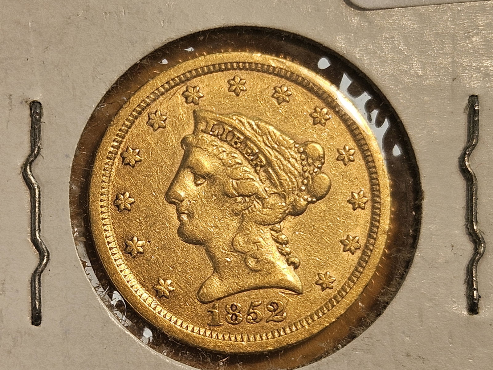 GOLD! Bright 1852 Liberty Head Gold $2.5 Dollar Quarter Eagle: Lightly circulated