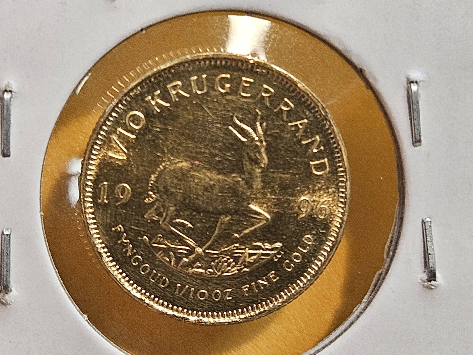 GOLD! GEM Brilliant Uncirculated 1996 South Africa Gold One-tenth Krugerrand - 4