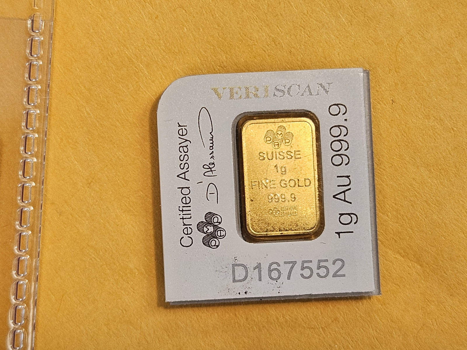 GOLD! PAMP SUISSE 1 Gram .9999 fine gold bar - 2