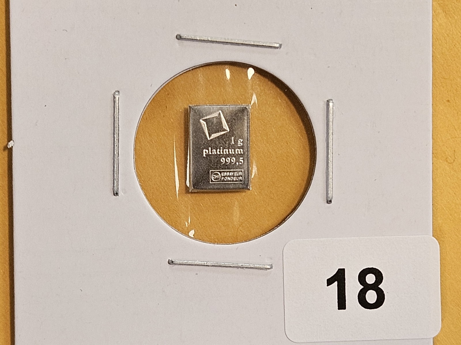 PLATINUM! Valcambi Fractional One Gram .9995 fine Platinum Bar: From a Valcambi Combi-bar