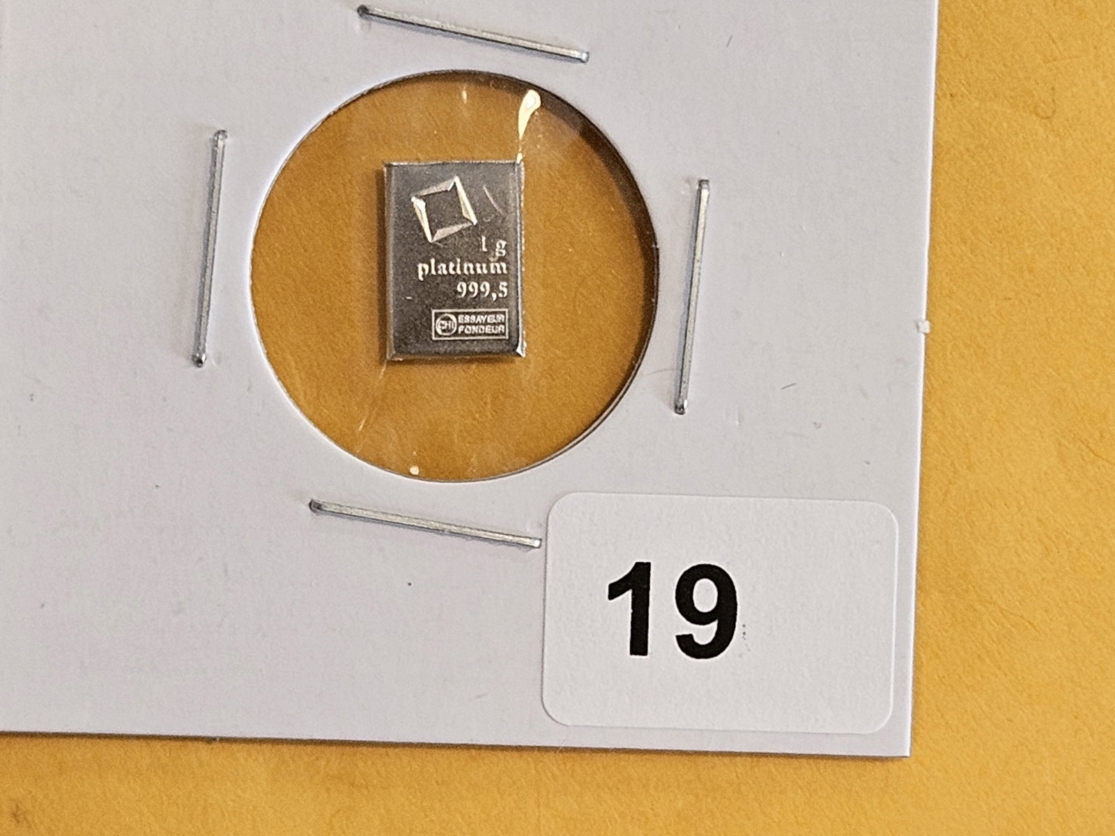 PLATINUM! Valcambi Fractional One Gram .9995 fine Platinum Bar: From a Valcambi Combi-bar