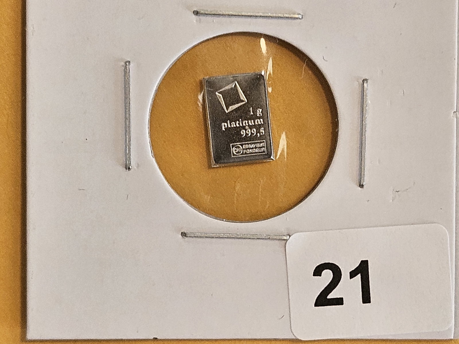 PLATINUM! Valcambi Fractional One Gram .9995 fine Platinum Bar: From a Valcambi Combi-bar