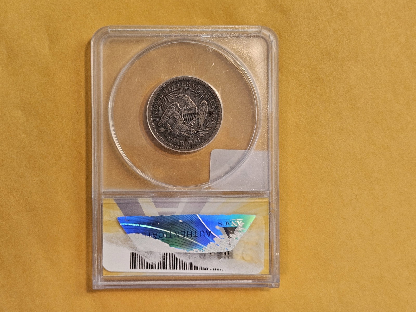 ANACS 1853 With Arrows and Rays Seated Liberty Silver Quarter - 3