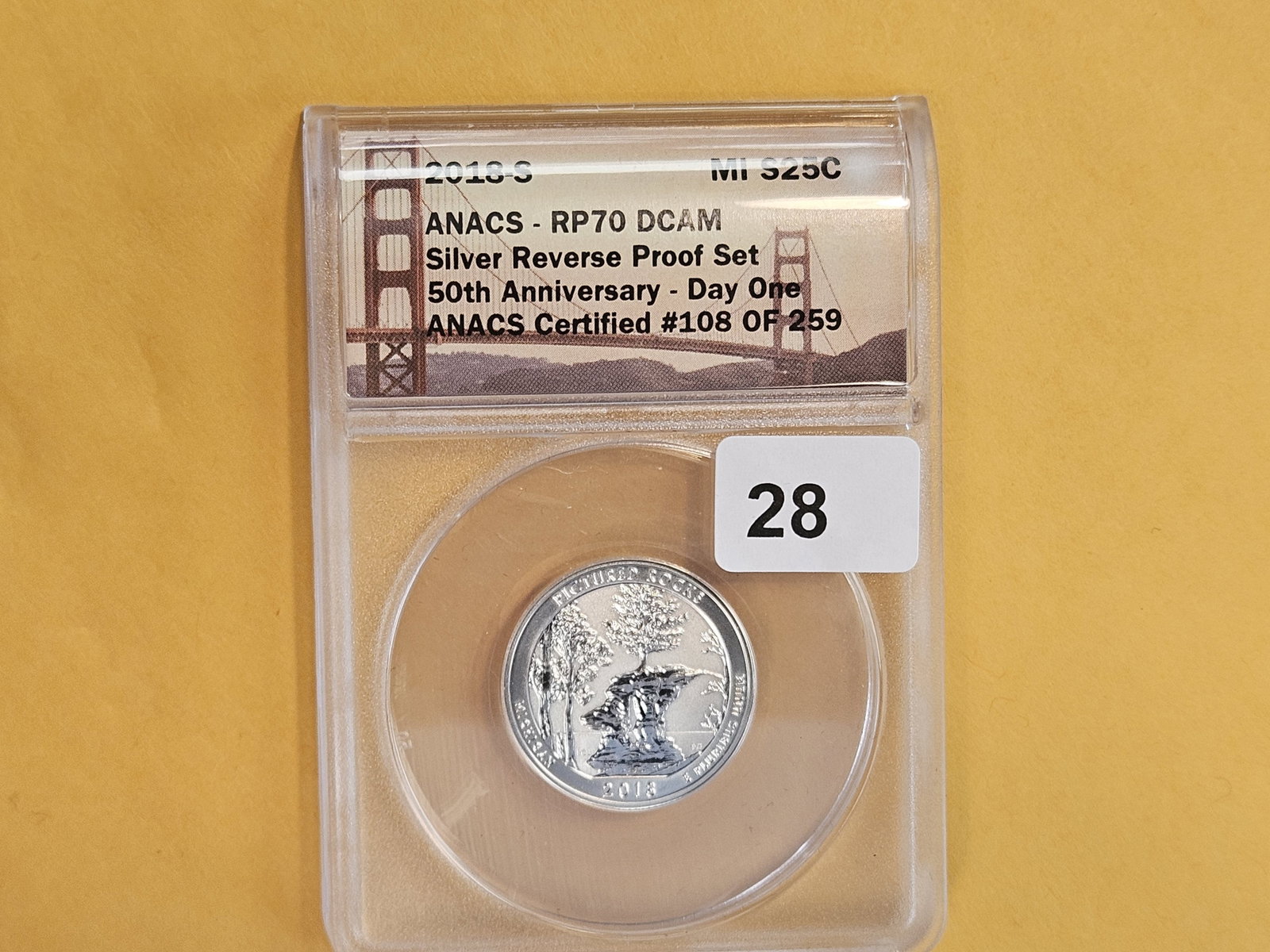 PERFECT! ANACS 2018-S SILVER Washington Quarter in Reverse Proof 70 Deep Cameo - 2