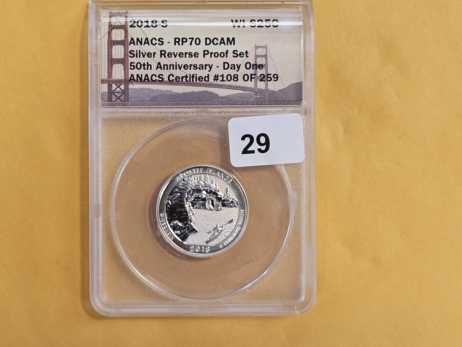PERFECT! ANACS 2018-S SILVER Washington Quarter in Reverse Proof 70 Deep Cameo - 2