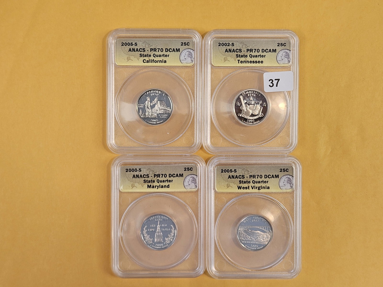 PERFECT! Four ANACS-graded Washington Quarters in Proof 70 Deep Cameo: Perfect Grades!