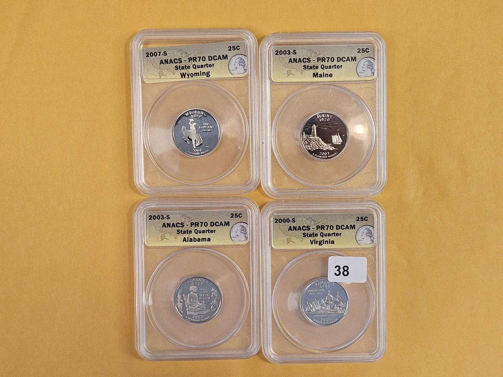 PERFECT! Four ANACS-graded Washington Quarters in Proof 70 Deep Cameo: Perfect Grades!