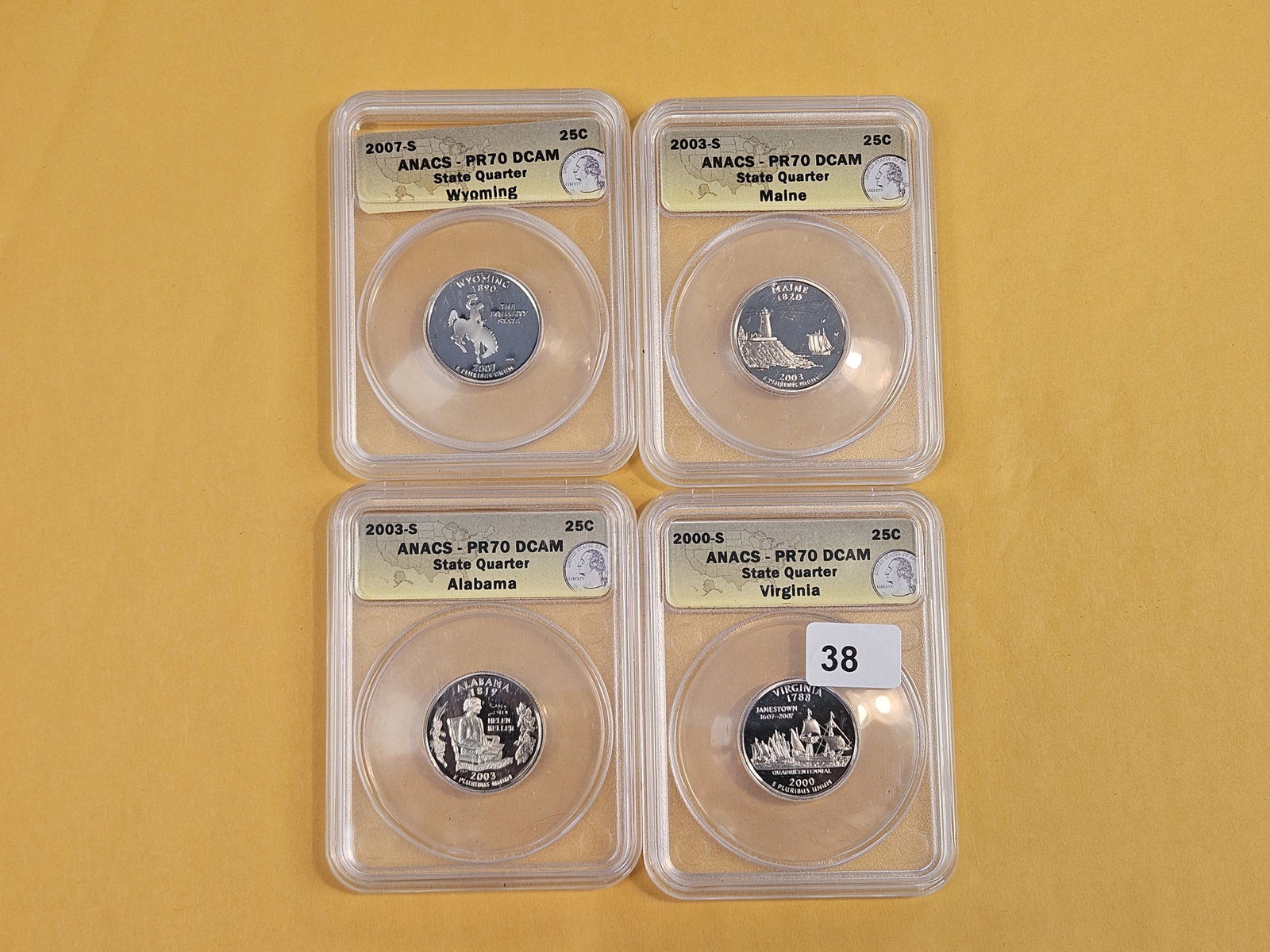 PERFECT! Four ANACS-graded Washington Quarters in Proof 70 Deep Cameo - 2
