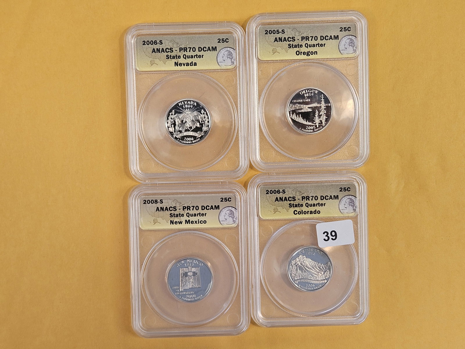 PERFECT! Four ANACS-graded Washington Quarters in Proof 70 Deep Cameo: Perfect Grades!