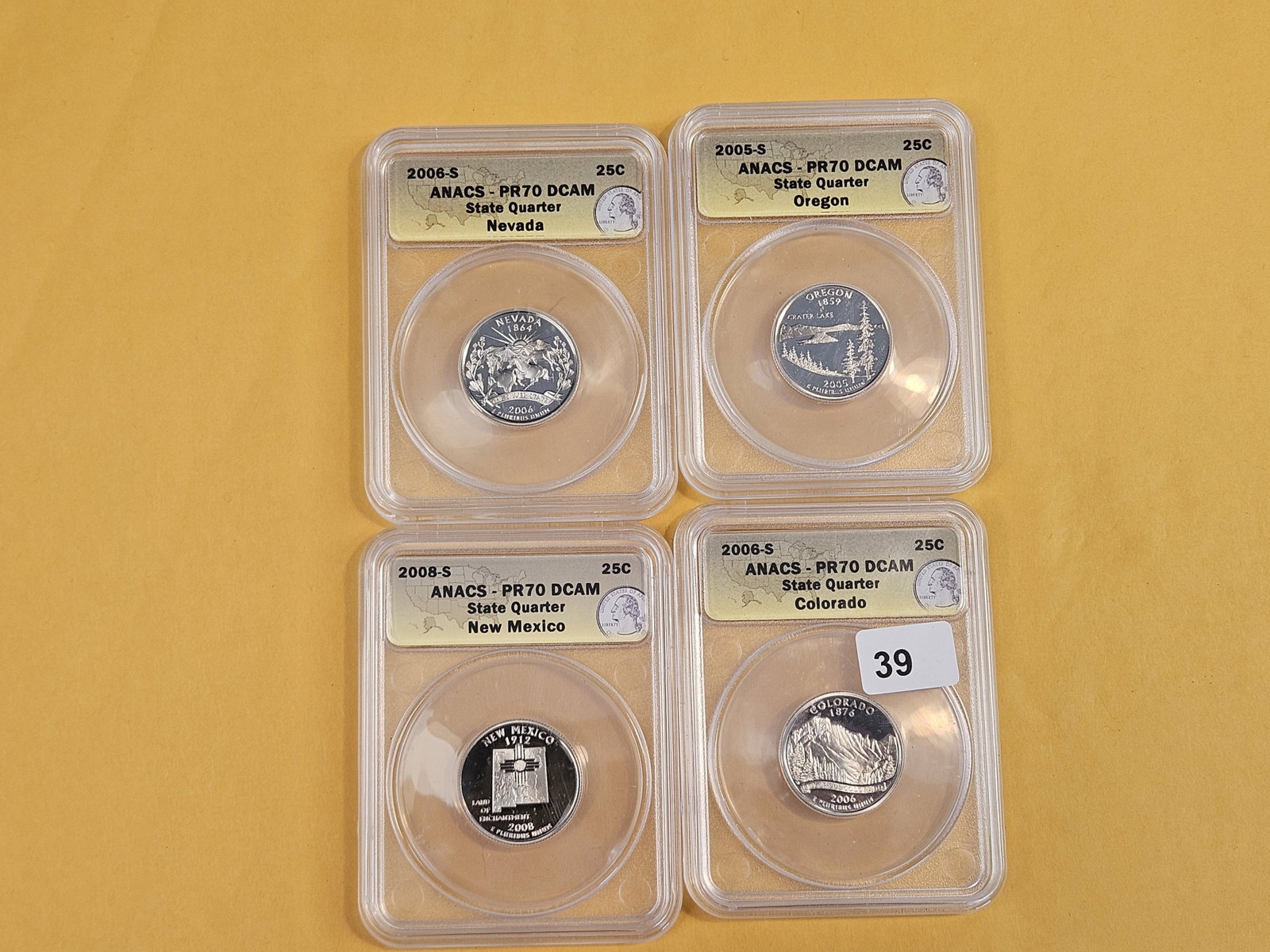 PERFECT! Four ANACS-graded Washington Quarters in Proof 70 Deep Cameo - 2