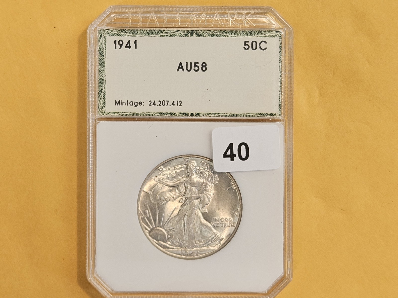 PCI 1941 Walking Liberty Half Dollar in Brilliant About Uncirculated - 58 - 2