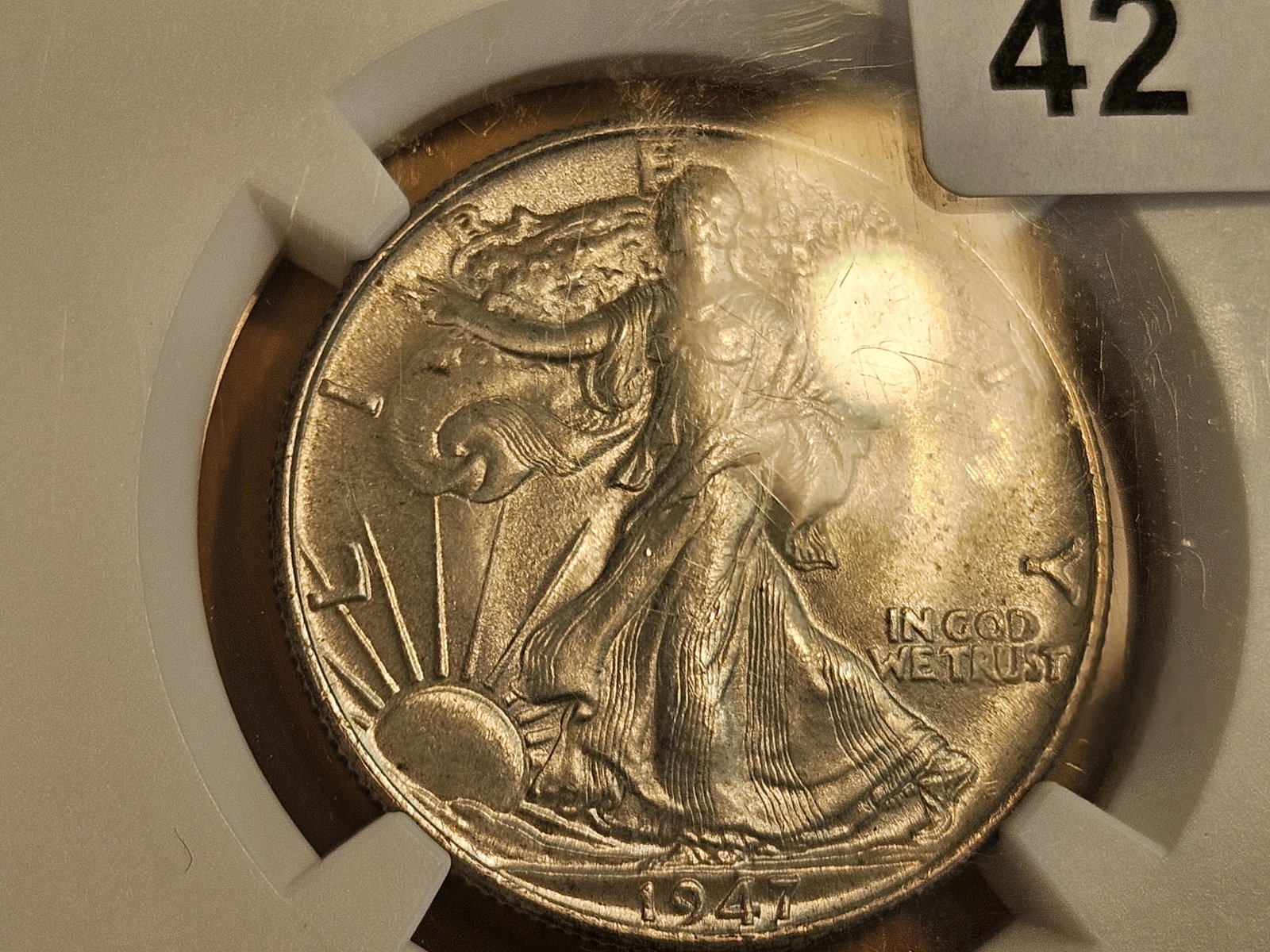 NGC 1947 Walking Liberty silver Half Dollar in Mint State 64 - 3