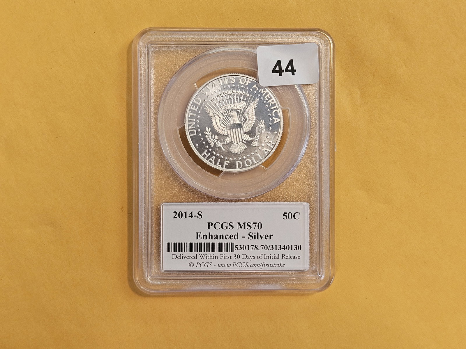 PERFECT! PCGS 2014-S SILVER Kennedy Half Dollar in Mint State 70: Perfect Grade. Enhanced