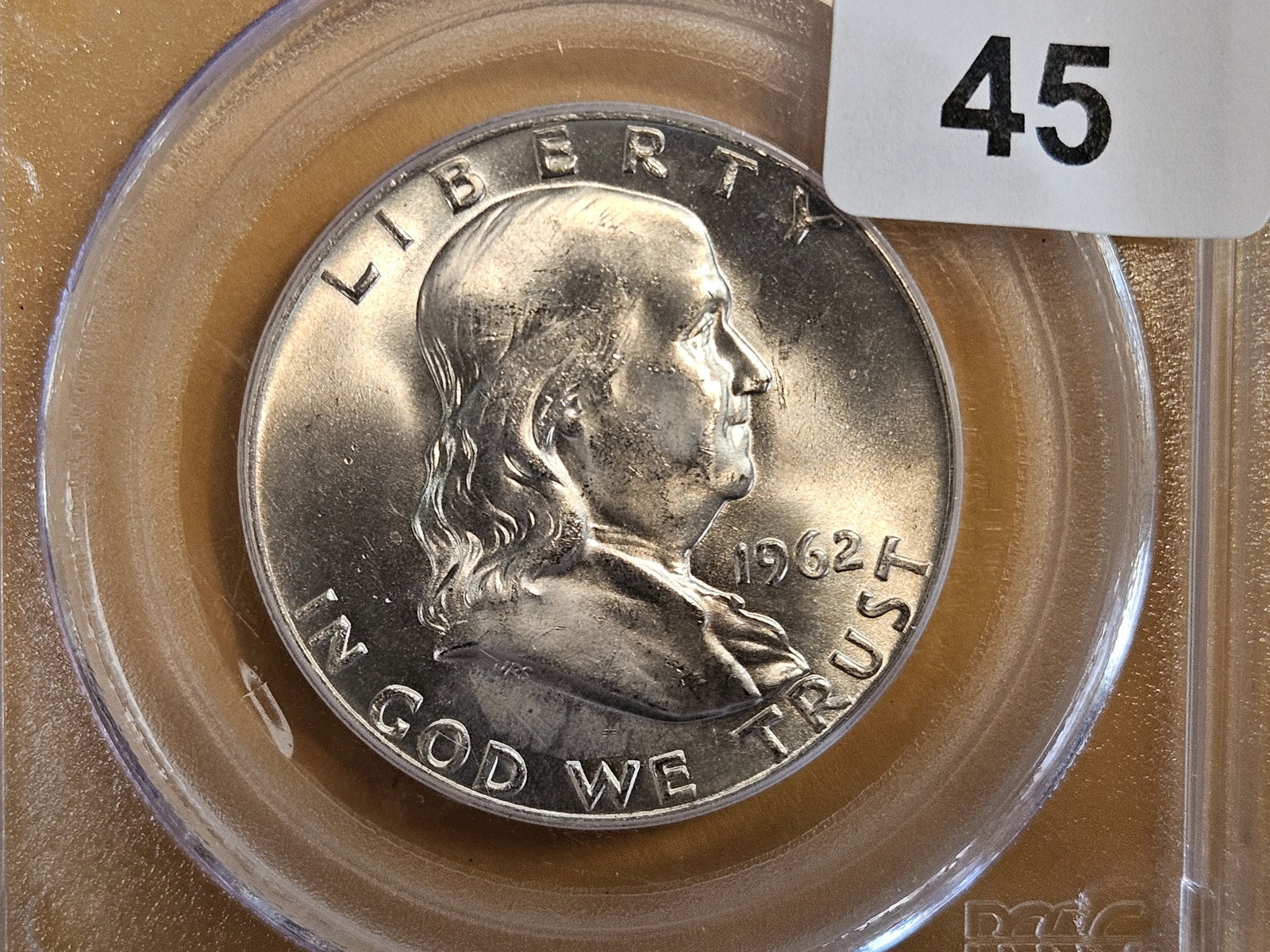 GEM! PCGS 1962-D Franklin Half Dollar in Mint State 65: Great contrast