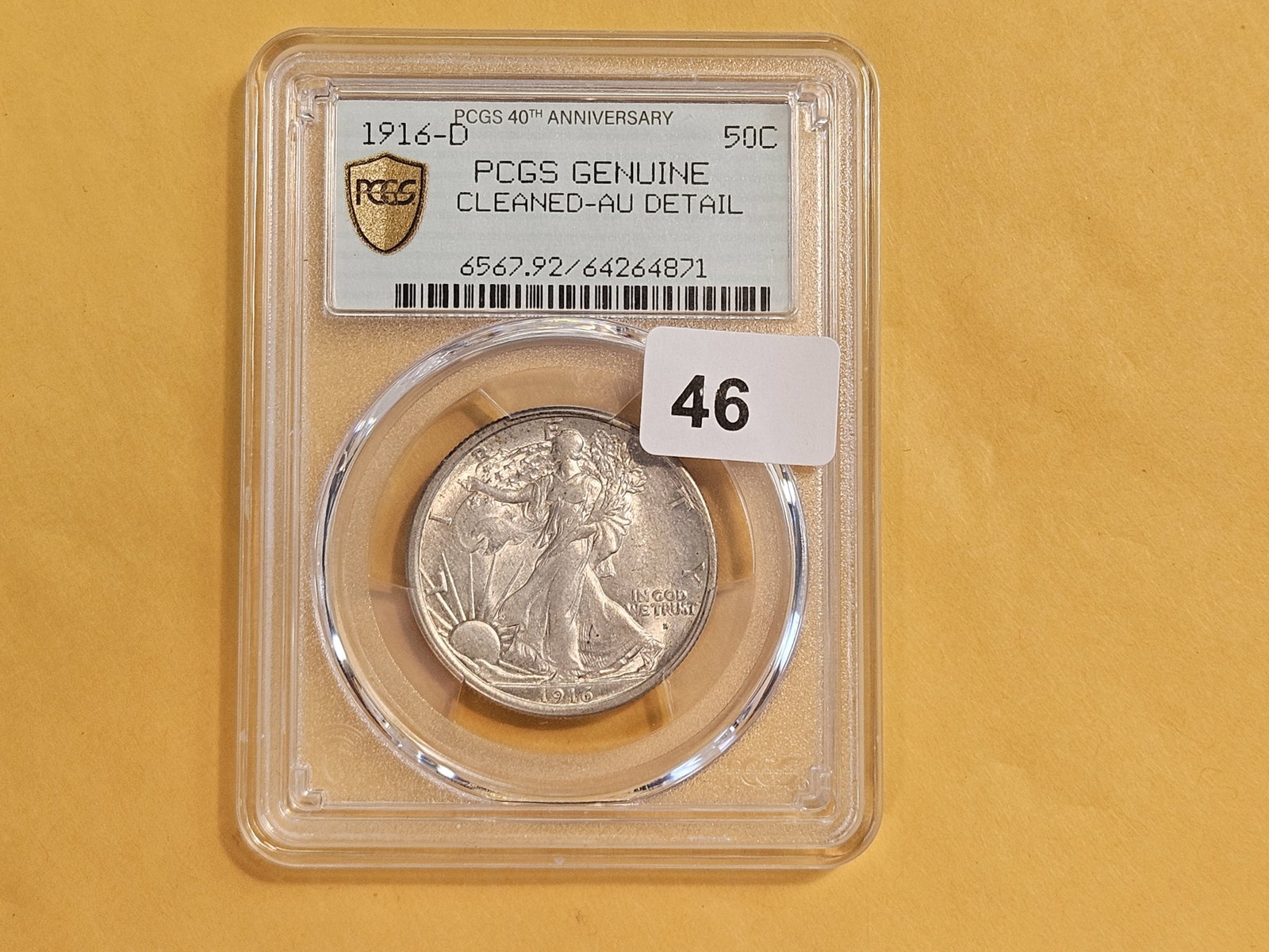 PCGS 1916-D Walking Liberty silver Half Dollar in Brilliant About Uncirculated plus - details - 2
