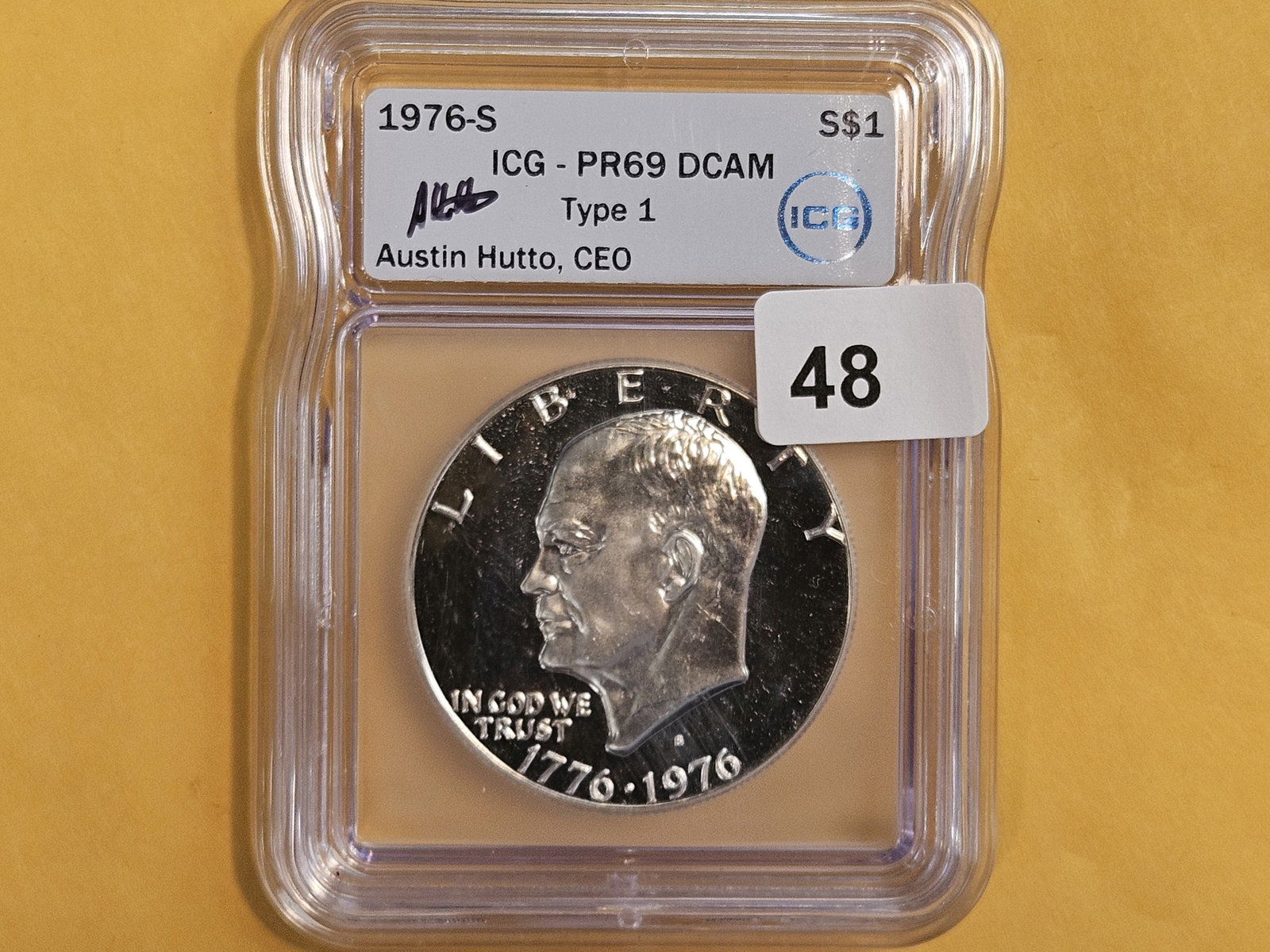 ICGS 1976-S SILVER Eisenhower Dollar in Proof 69 Deep Cameo: Type 1
