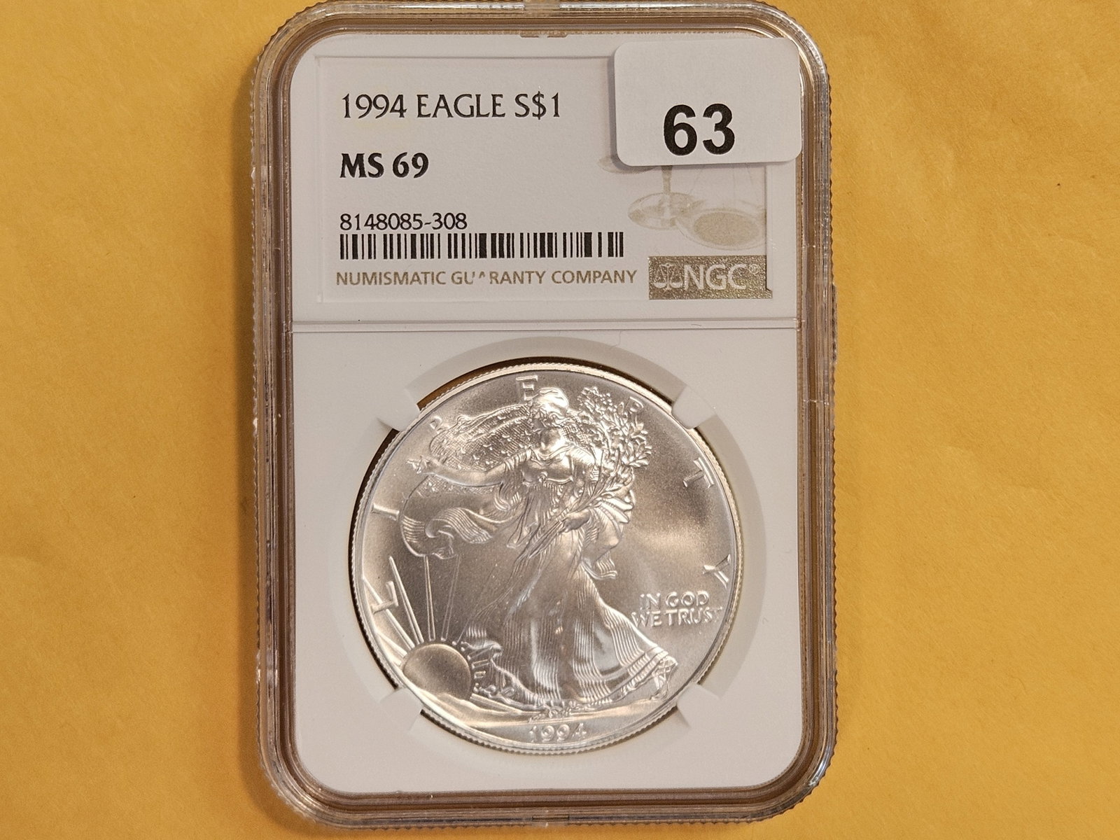 NGC 1994 American Silver Eagle in Mint State 69: Semi-Key date