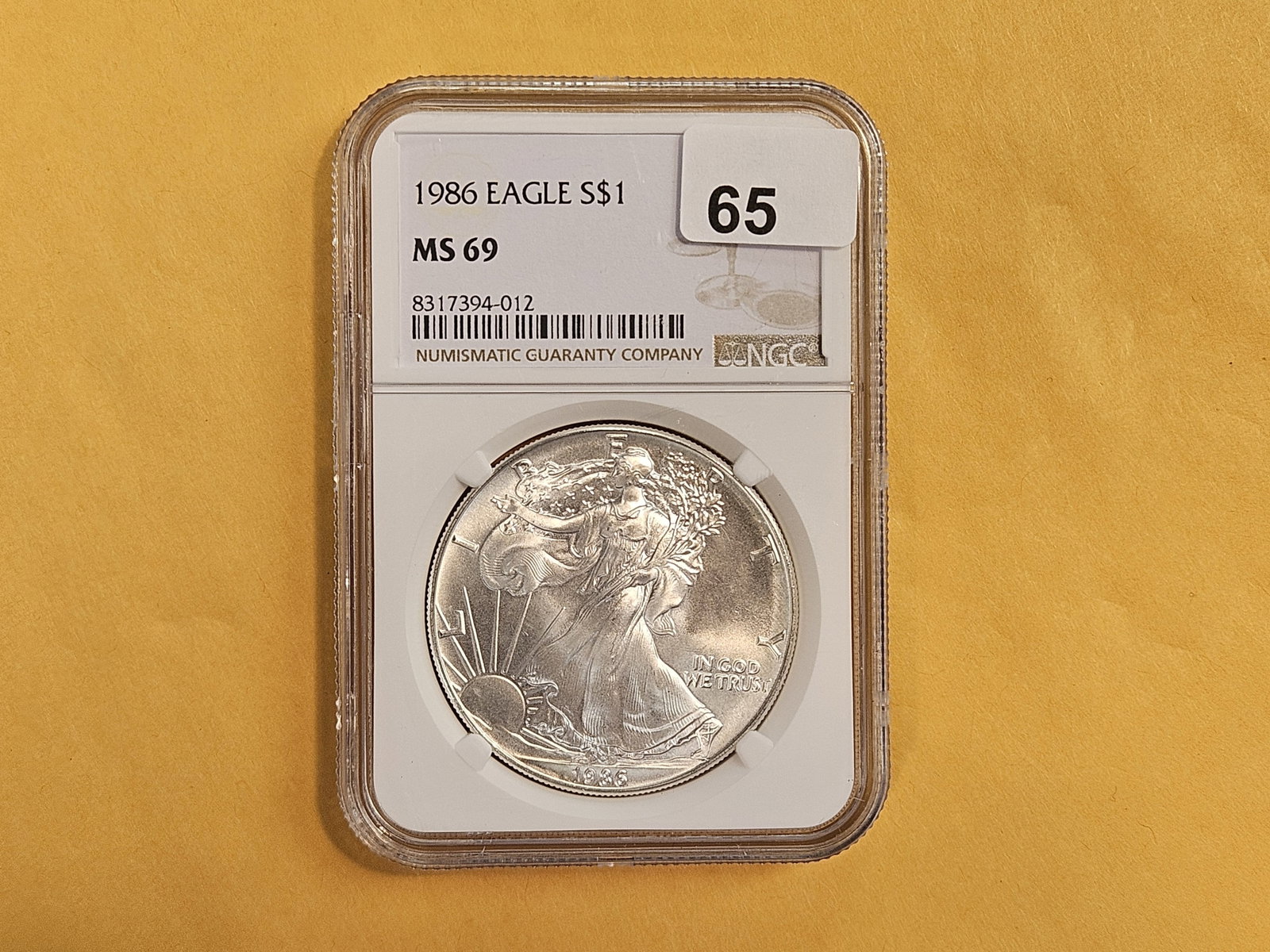 KEY DATE! NGC 1986 American Silver Eagle in Mint State 69: First year issue