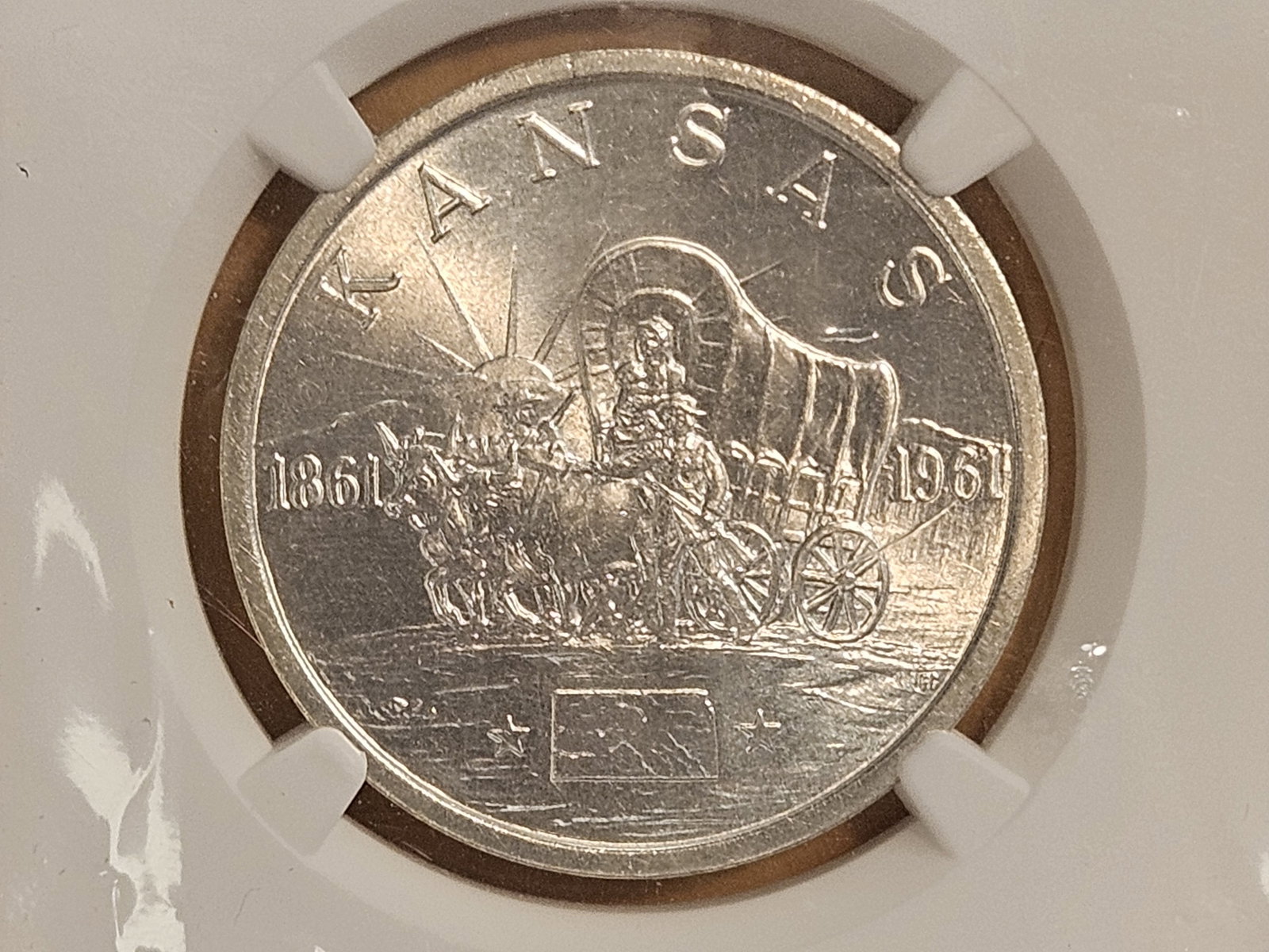 SO-Called Dollar! NGC 1961 Kansas Centennial in Mint State 64: HK-586 So-Called dollar. From the Jeff Shevlin Collection