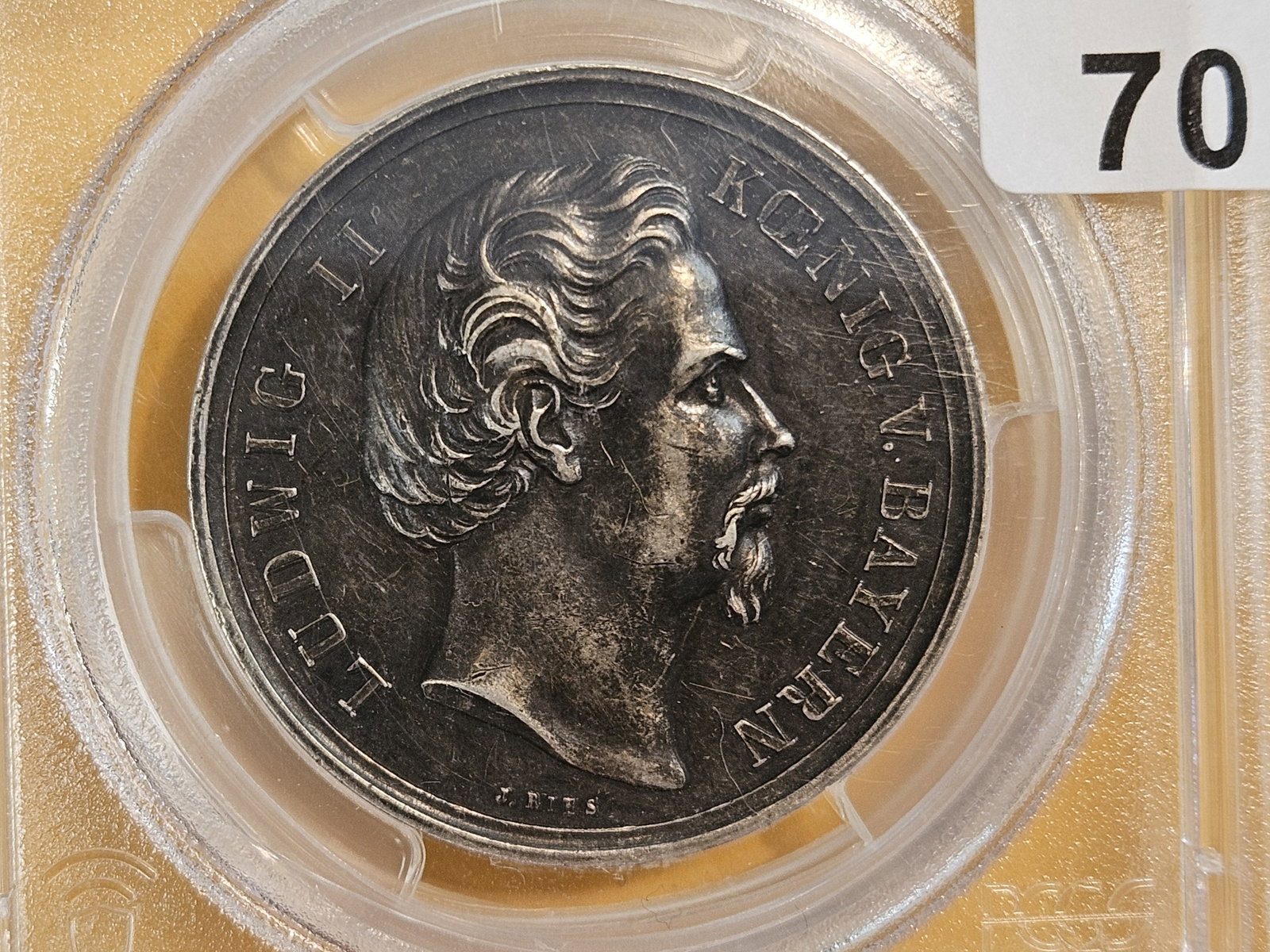 * Scarce * PCGS 1864-1868 Bavarian Silver Medal in About Uncirculated - 55: Witt-2944