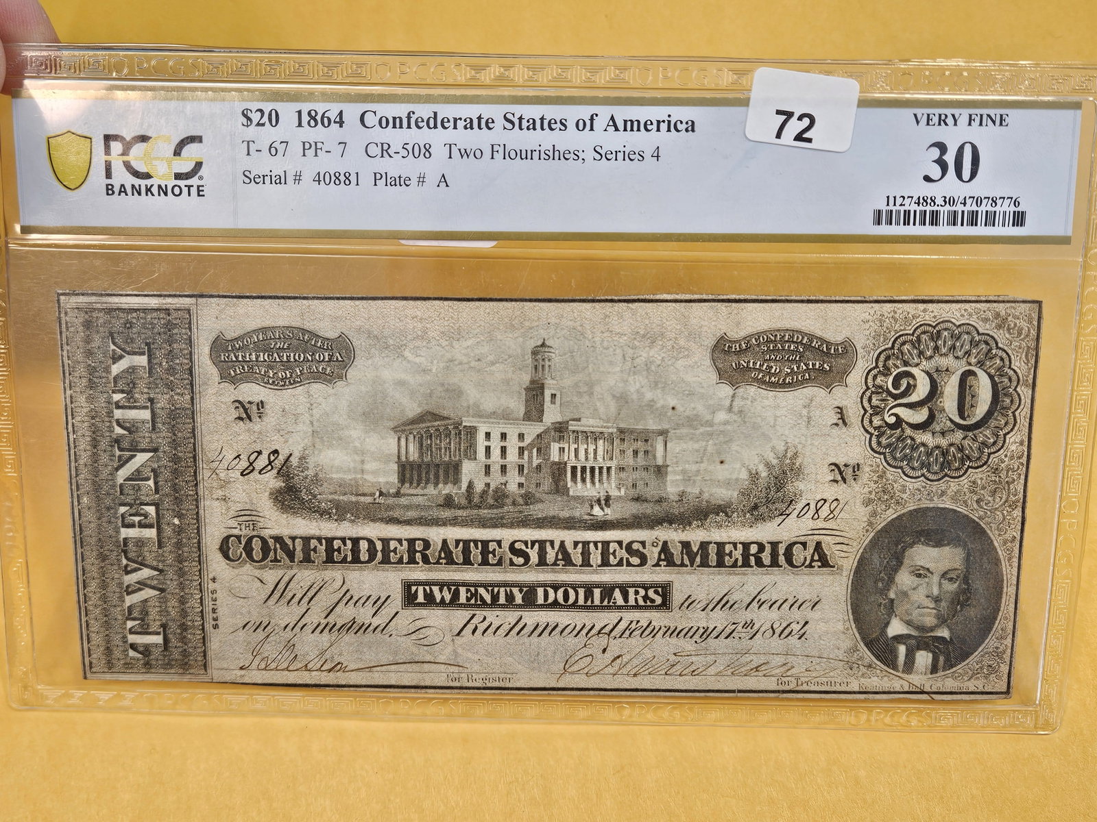 PCGS Banknote 1864 Confederate States of America $20 in Very Fine - 30 - 2