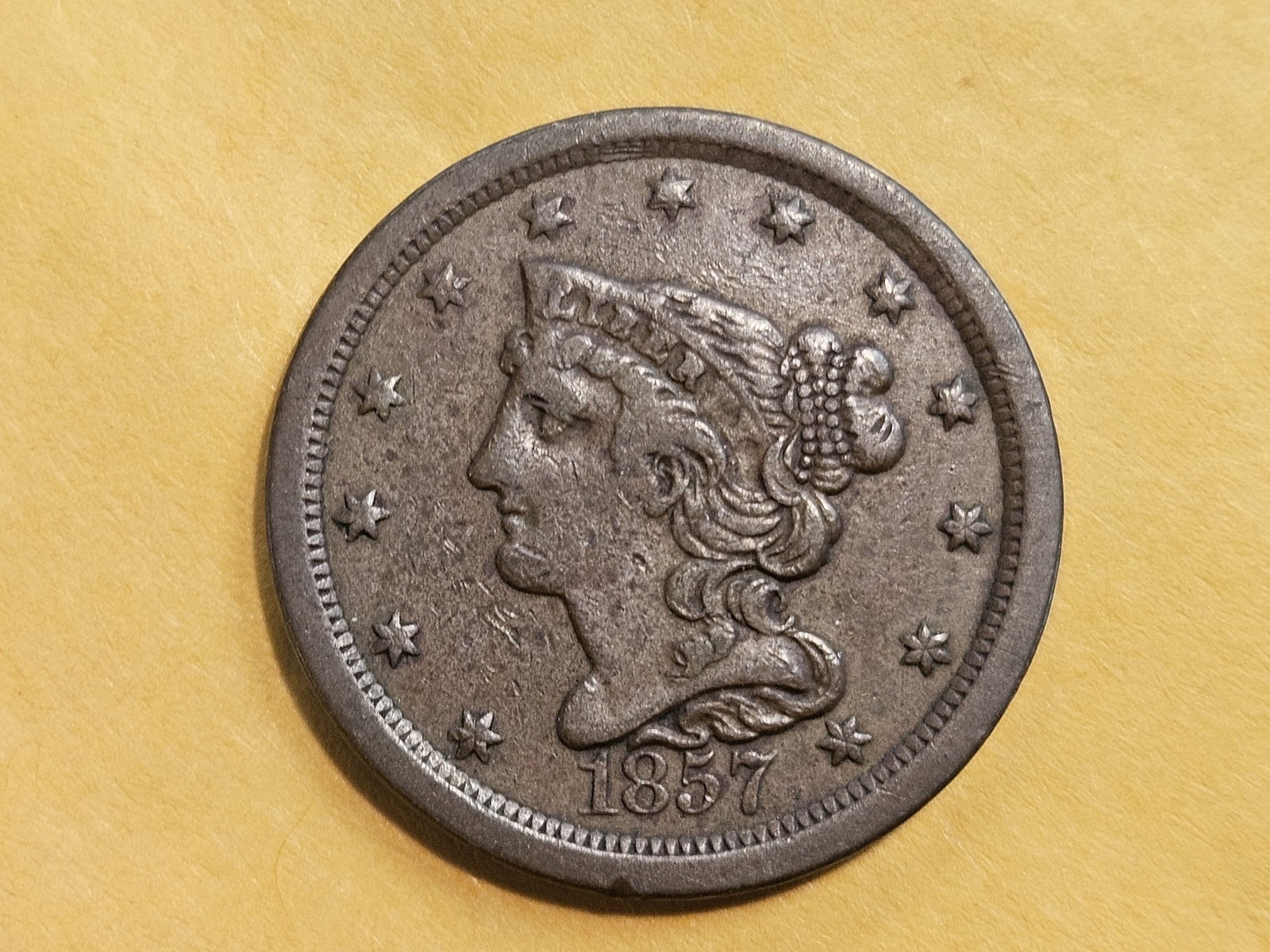 1857 Braided Hair Half-Cent in Very Fine plus - 3