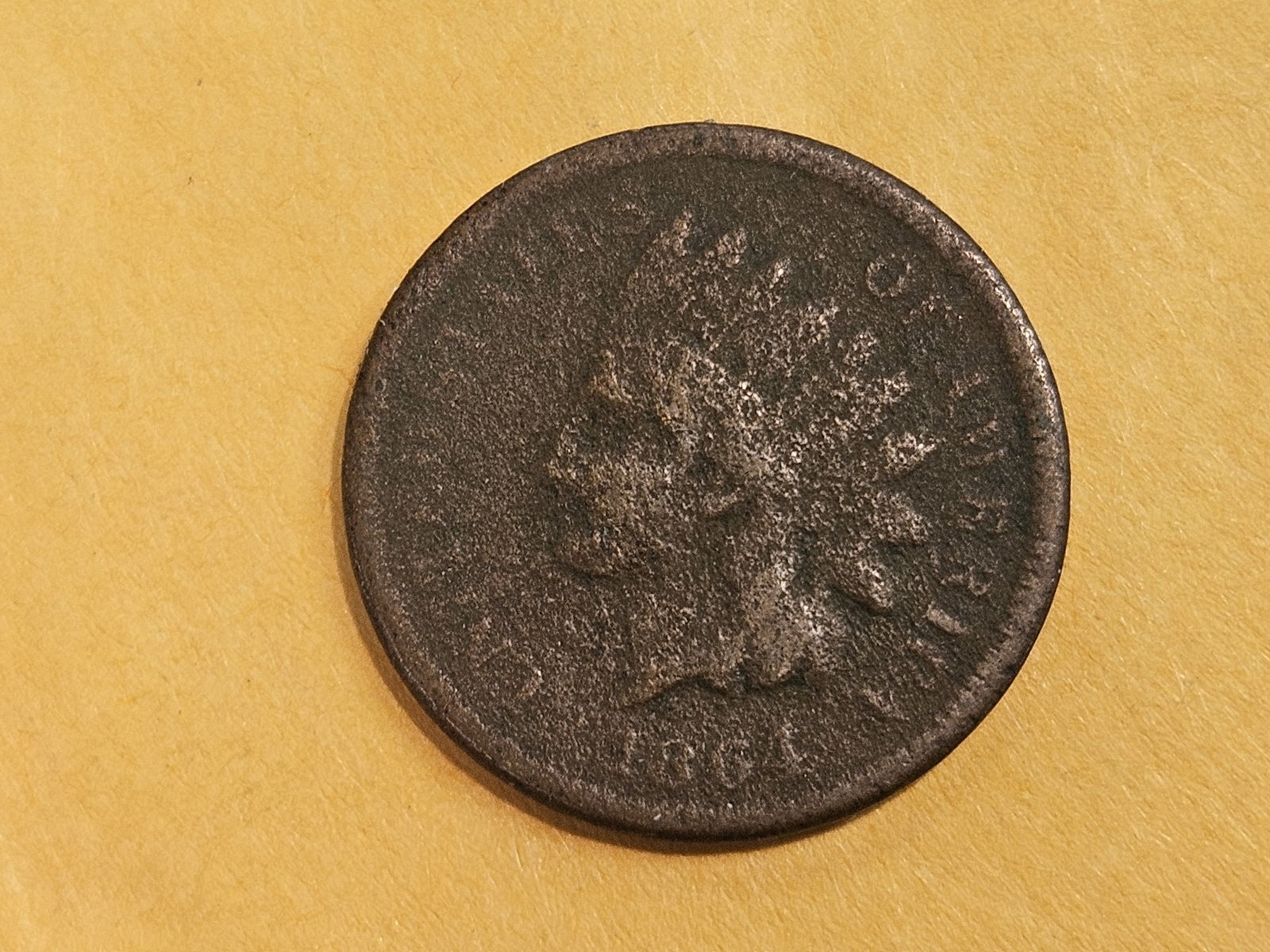 Semi-Key 1864-L Indian cent: Pointed bust. Very well circulated