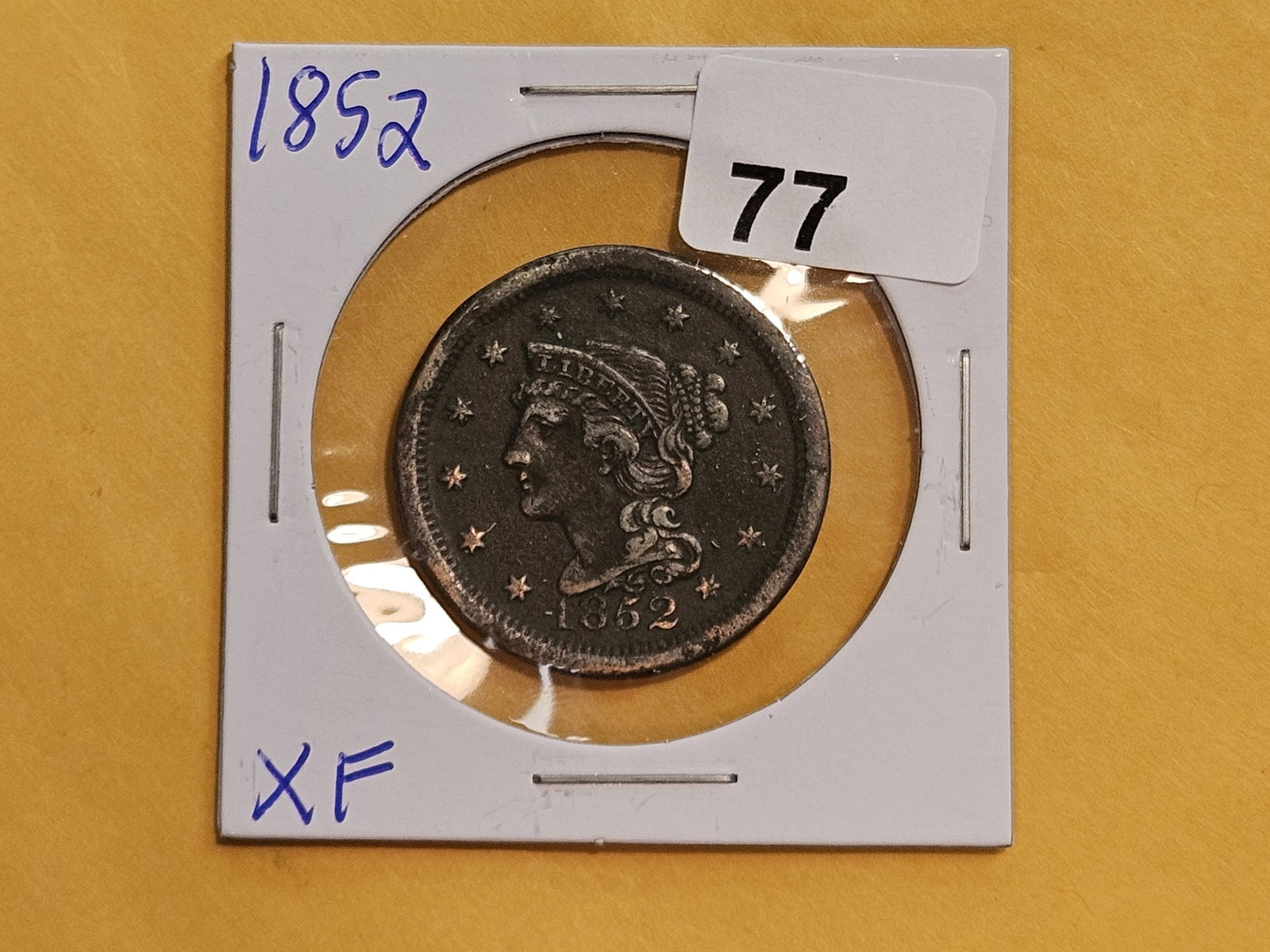 1852 Braided Hair Large Cent in Extra Fine plus - details - 2