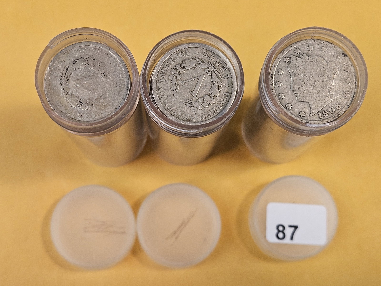 THREE Rolls of Liberty "V" Nickels: Mixed. From consignor. Unchecked by us
