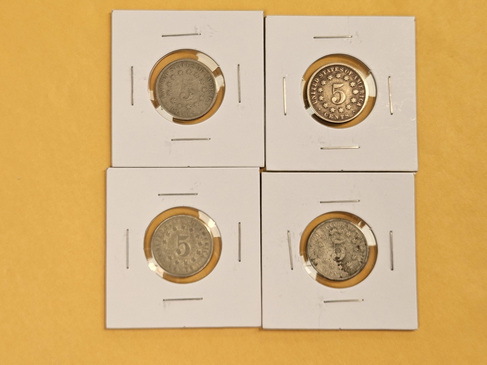 Four mixed Shield Nickels - 3
