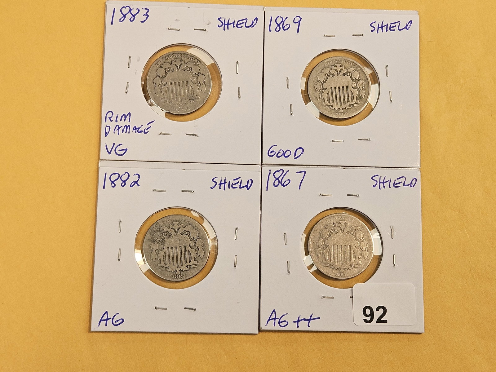 Four mixed Shield Nickels - 2