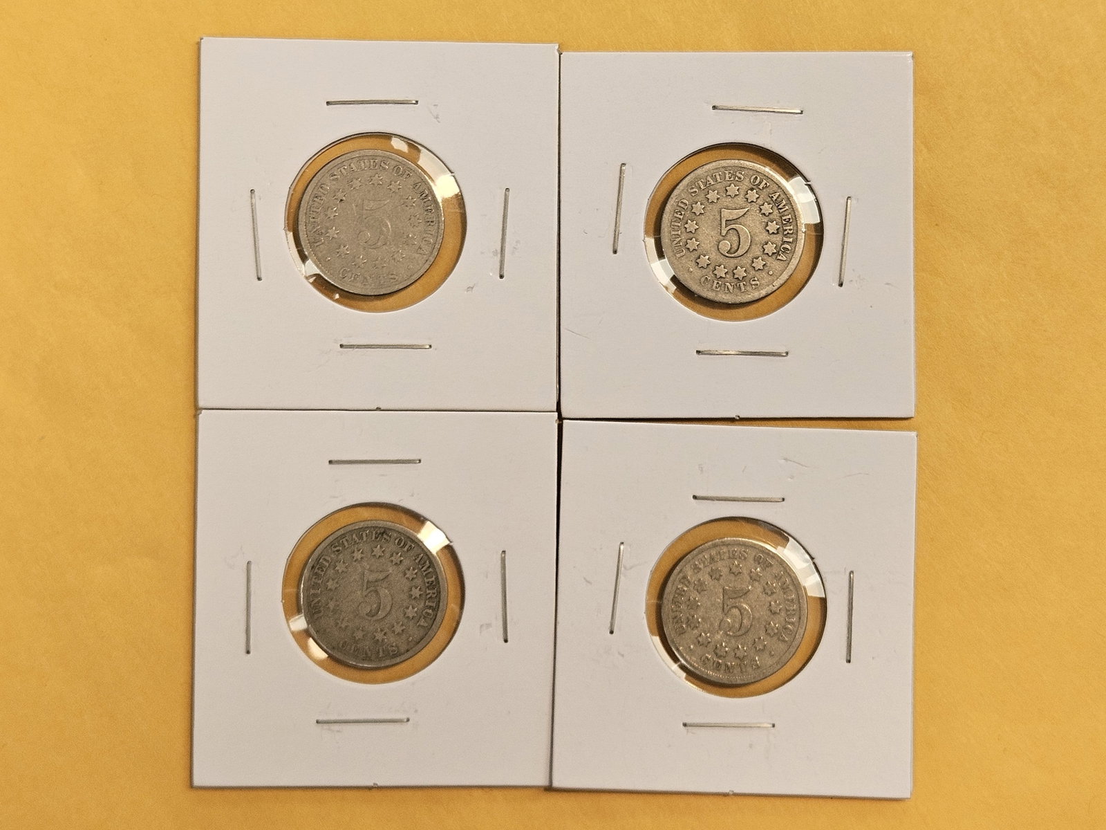 Four mixed Shield Nickels - 3
