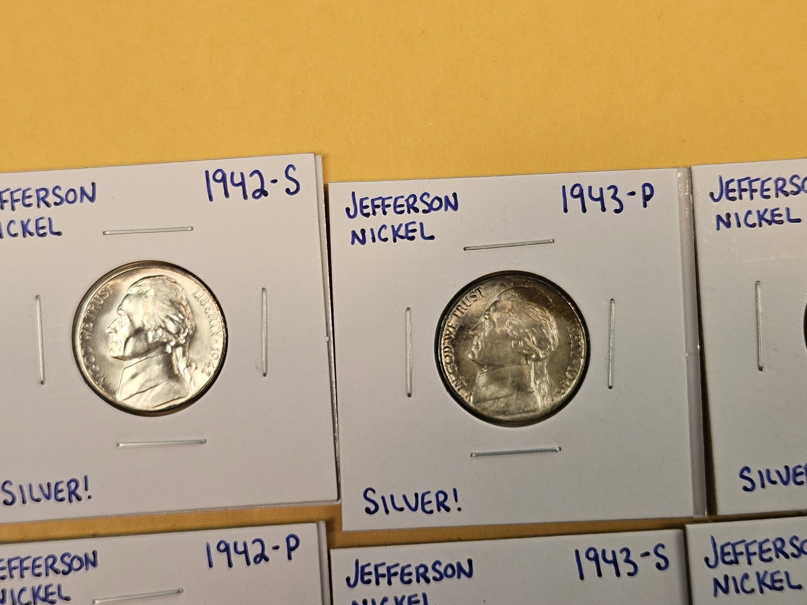 Complete Set! Choice to GEM Brilliant Uncirculated silver Jefferson Wartime Nickel Set - 4