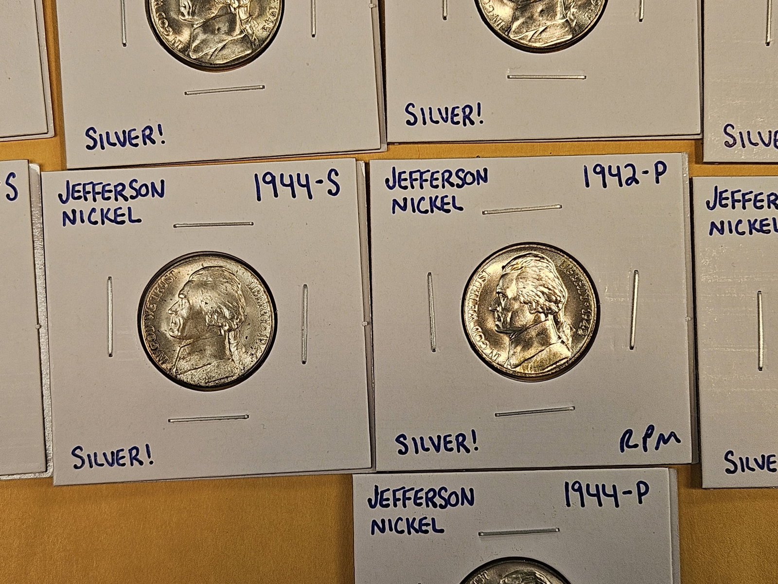 Complete Set! Choice to GEM Brilliant Uncirculated silver Jefferson Wartime Nickel Set - 7