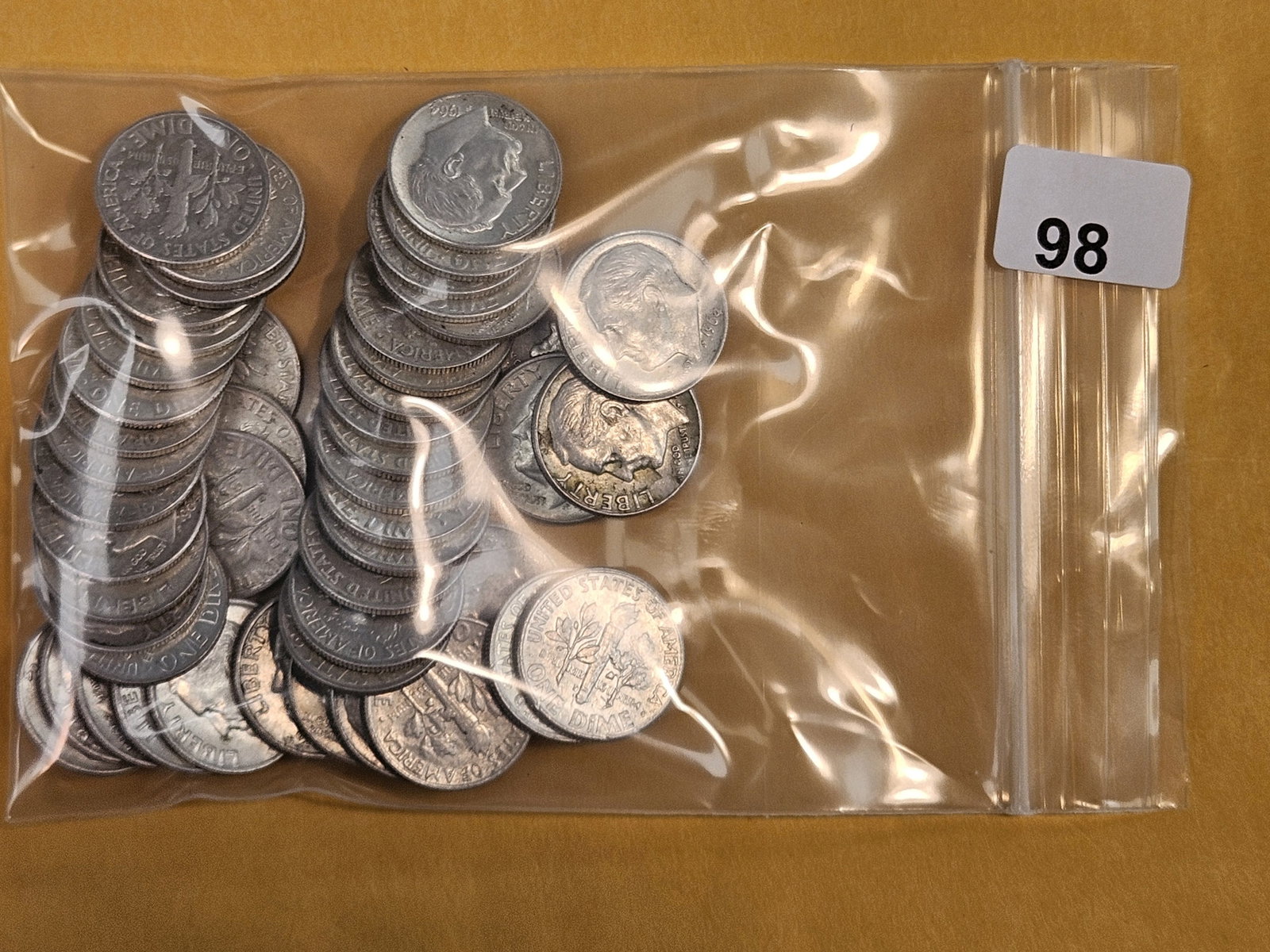 Fifty mixed silver Roosevelt Dimes: Circulated