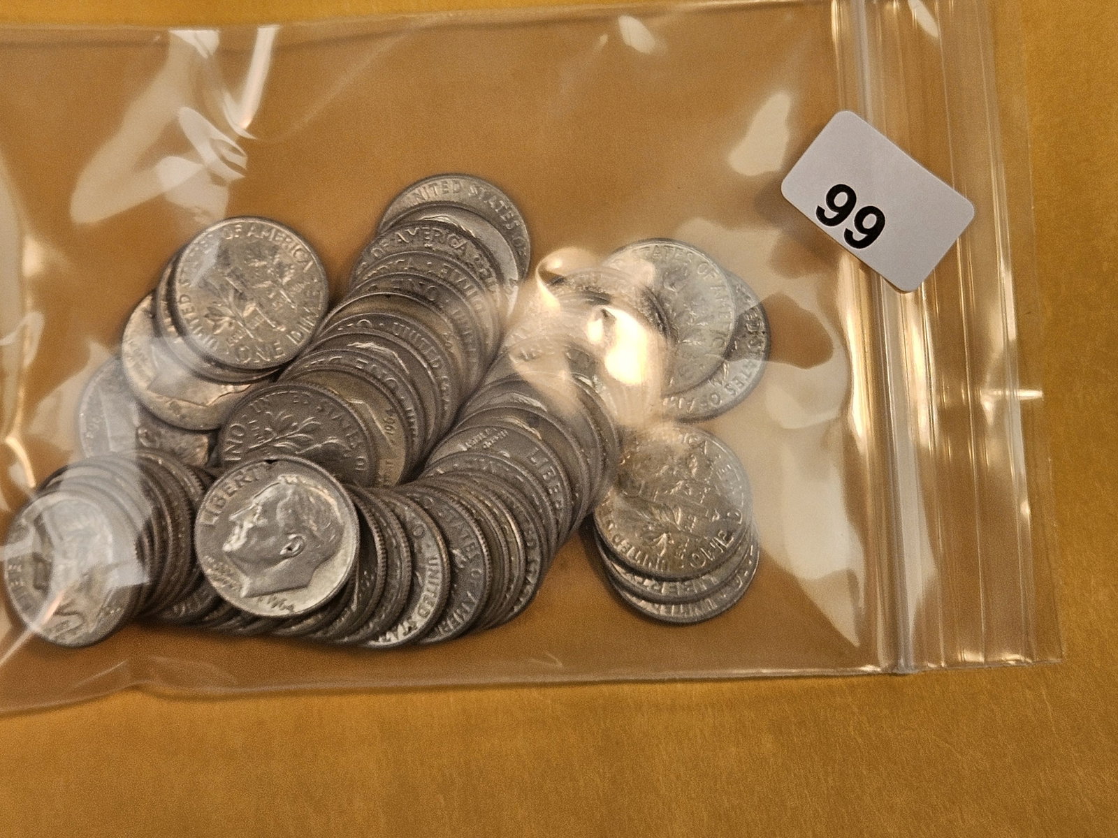 Fifty mixed silver Roosevelt Dimes: Circulated