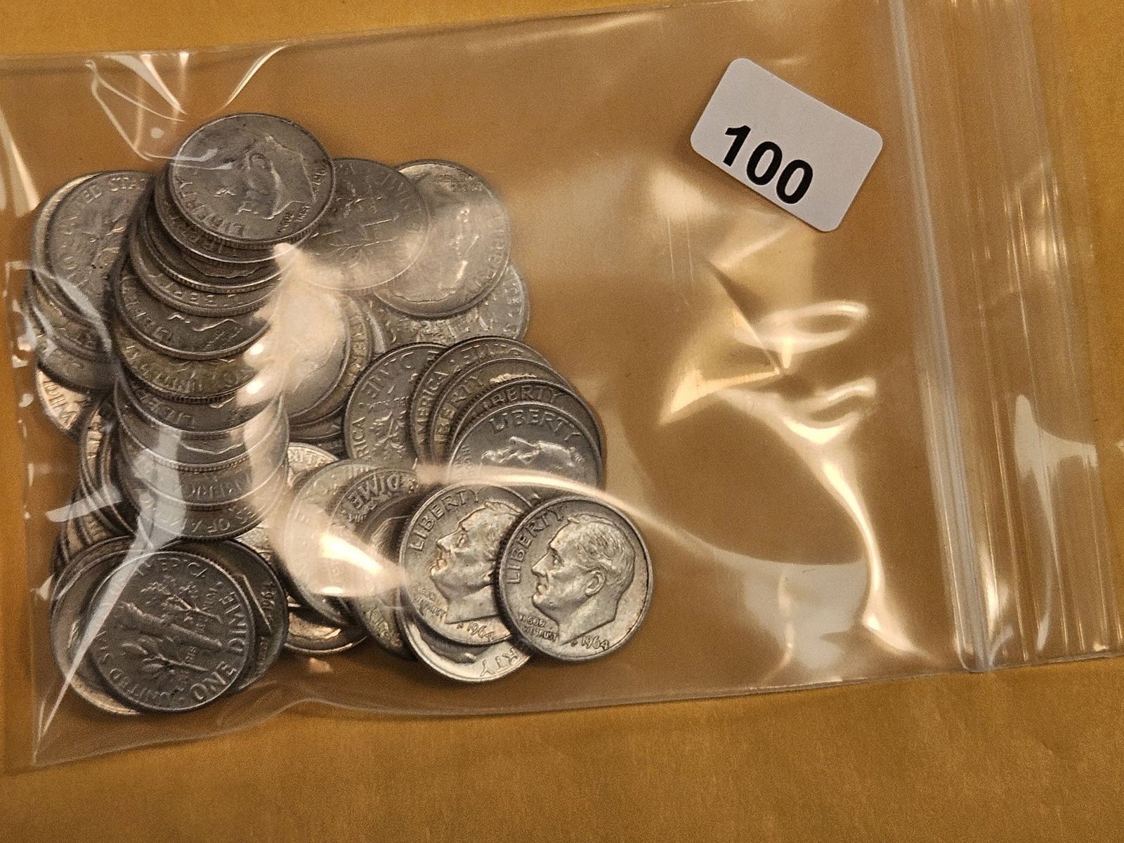 Fifty mixed silver Roosevelt Dimes: Circulated
