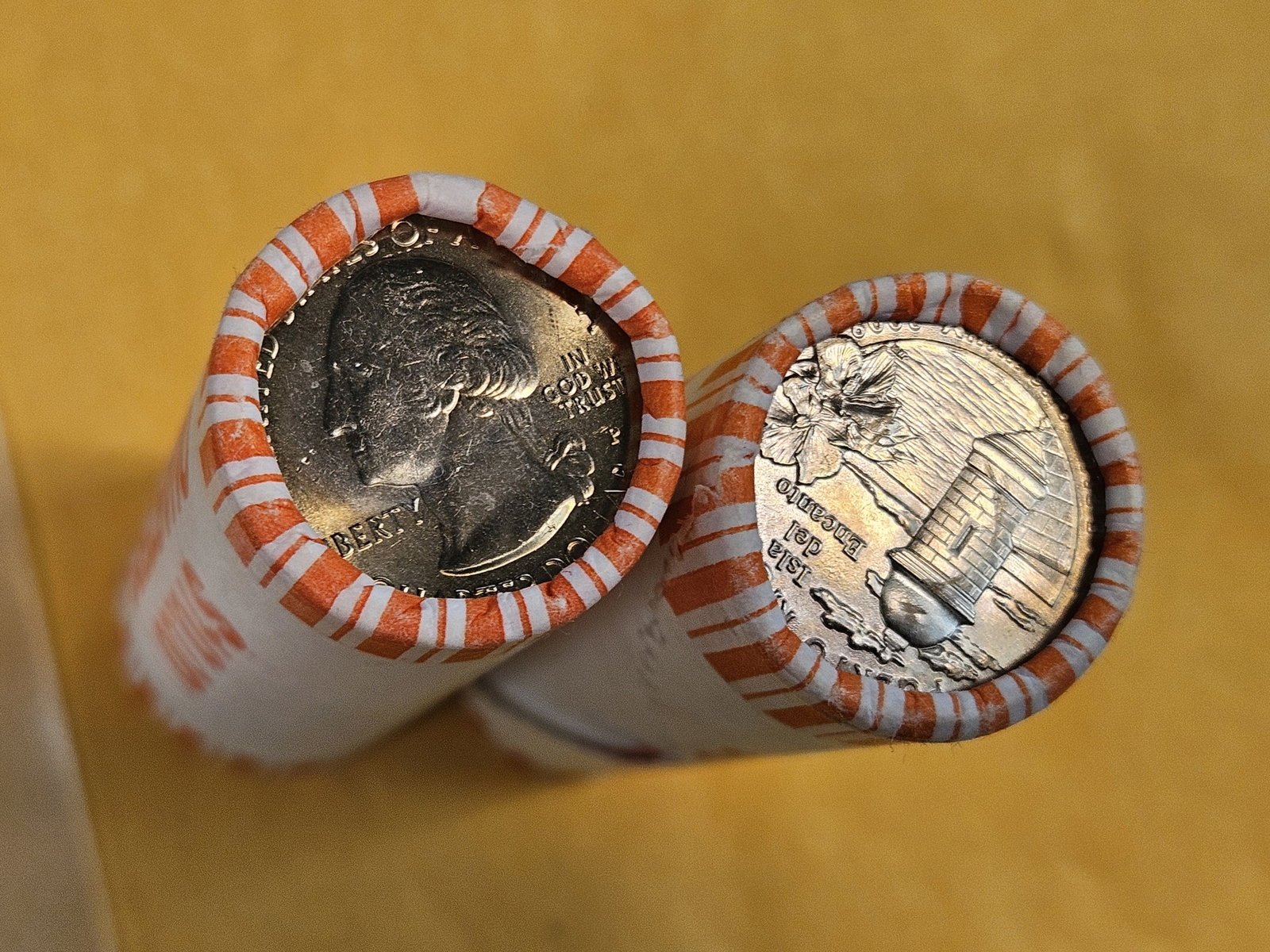 Two GEM Brilliant Uncirculated MINT-Wrapped Quarter Rolls - 2