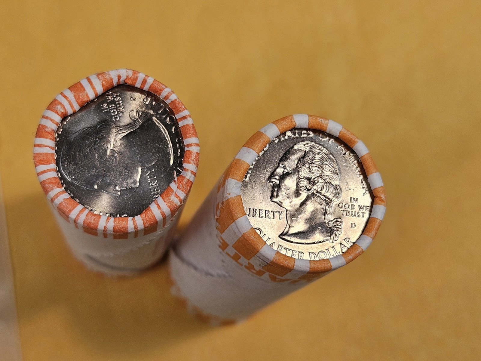 Two GEM Brilliant Uncirculated MINT-Wrapped Quarter Rolls - 2