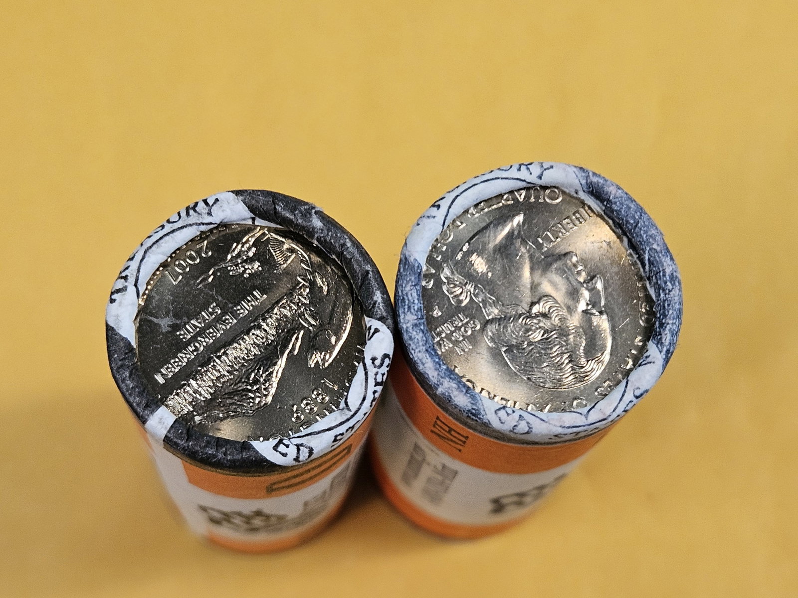Two GEM Brilliant Uncirculated MINT-Wrapped Quarter Rolls - 2