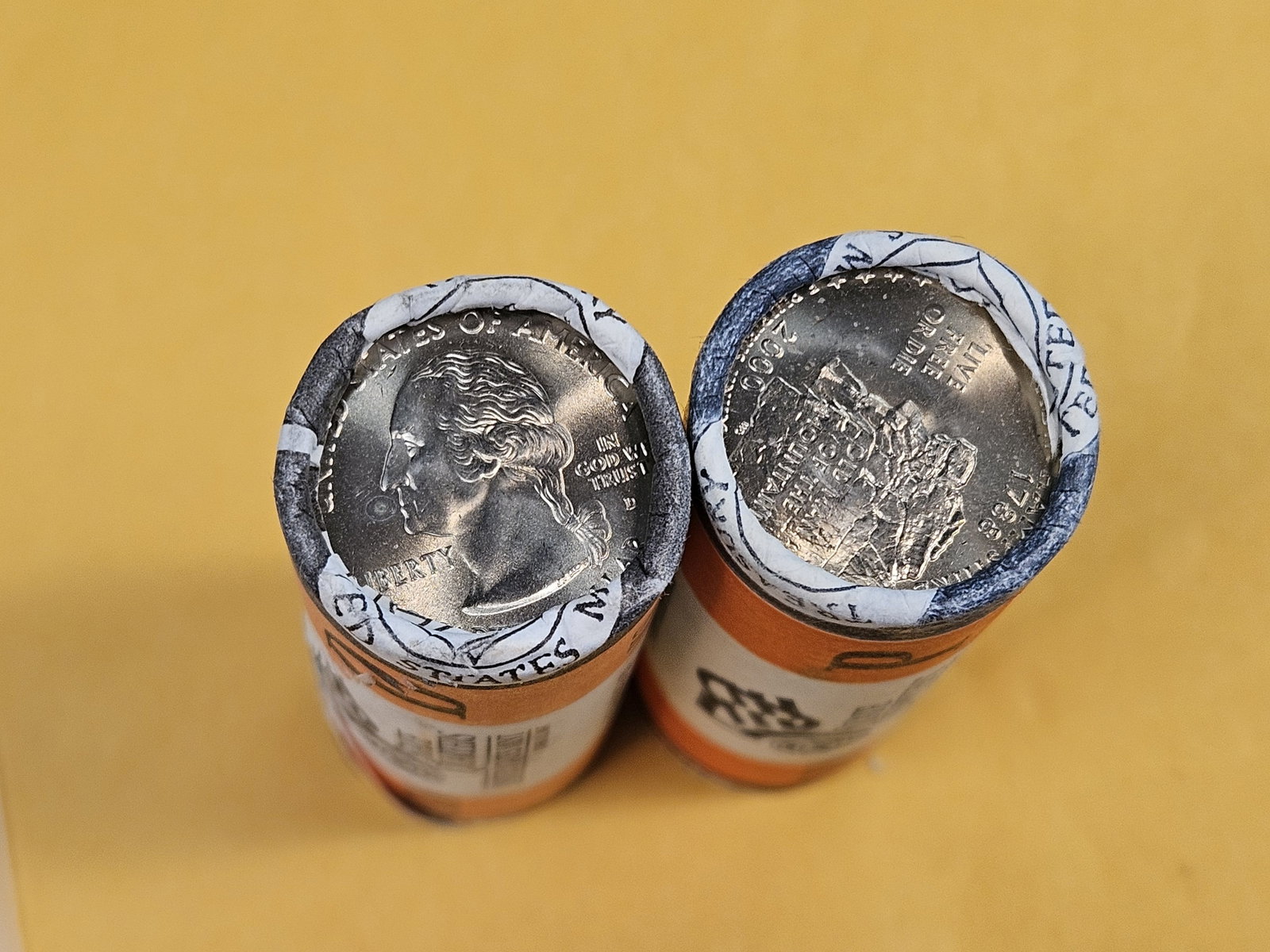 Two GEM Brilliant Uncirculated MINT-Wrapped Quarter Rolls - 2