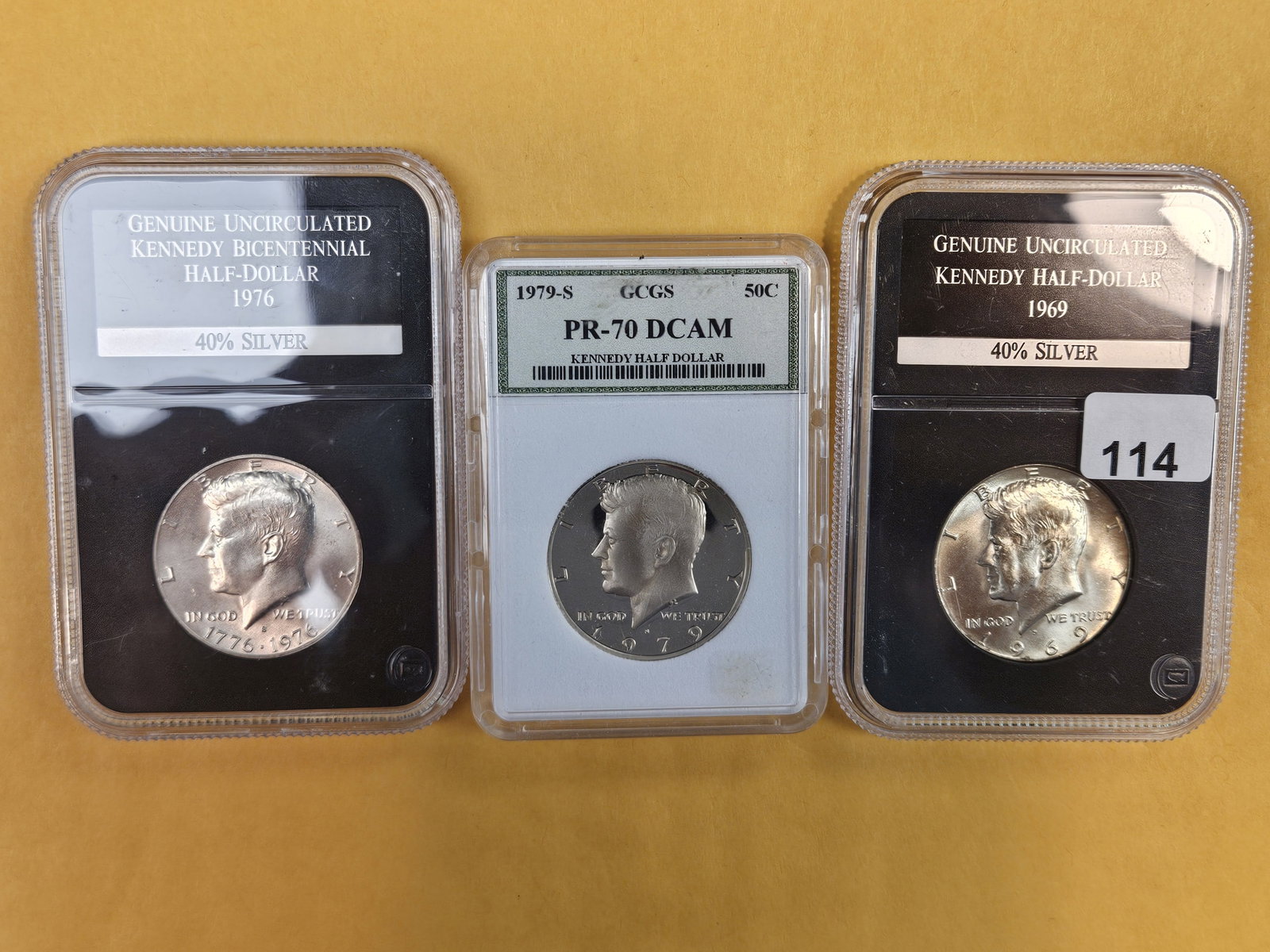Three nicer Kennedy Half Dollars: Two 40% silver and one Proof