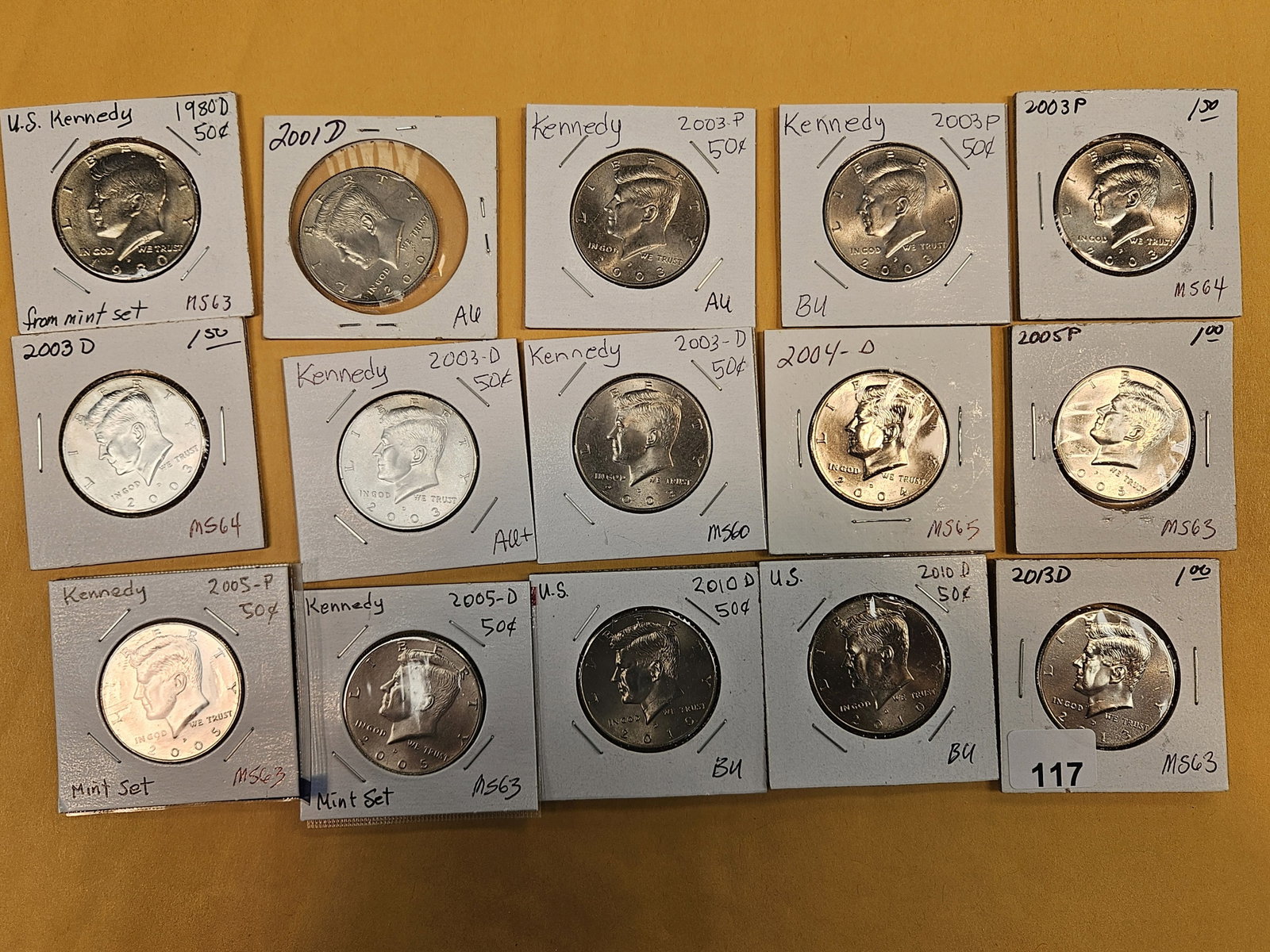 Kennedy Half Dollars: Get yer fix of Mr Kennedy. Fifteen. Mixed dates and grades